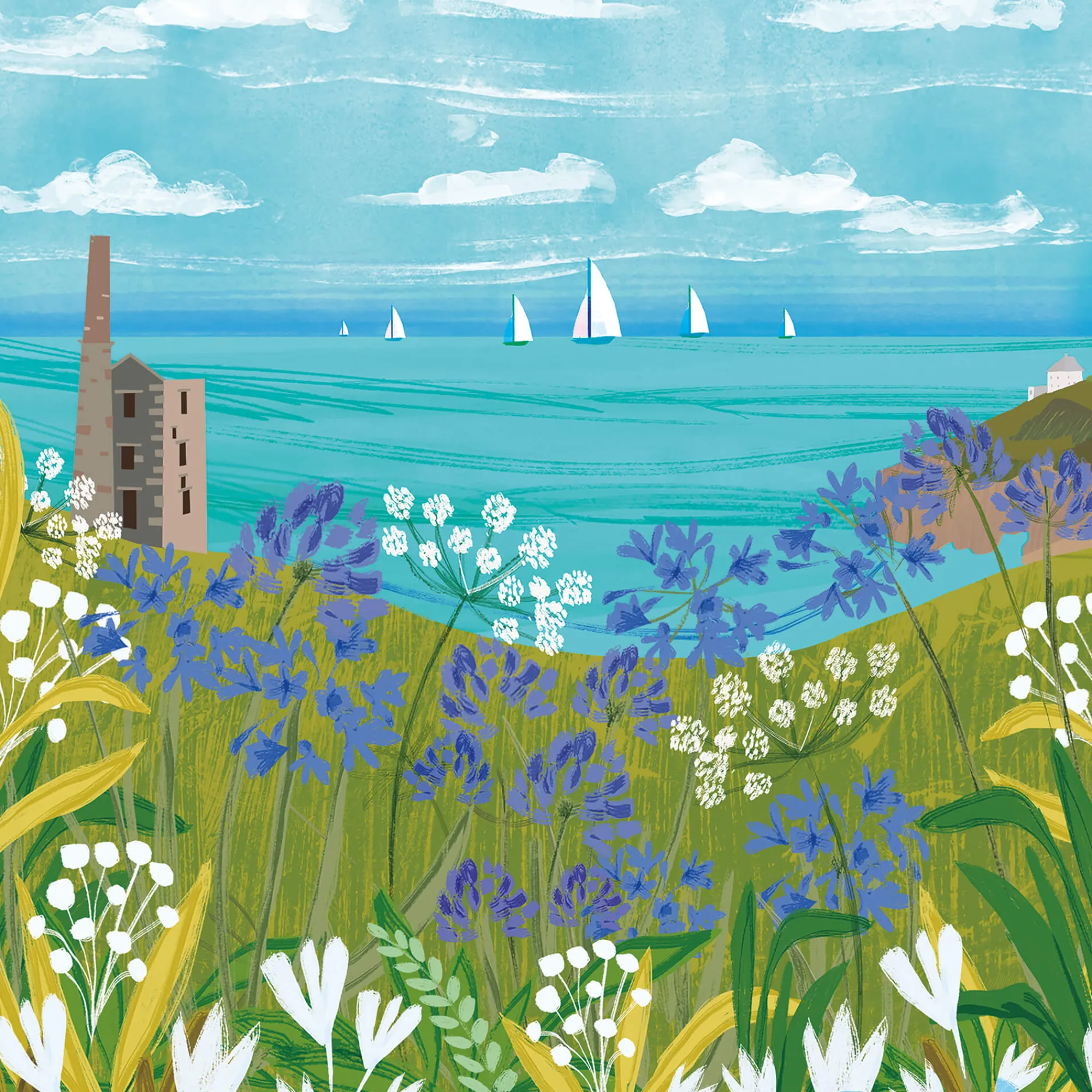 Unframed Prints*Whistlefish Agapanthus Over Rinsey Head Art Print
