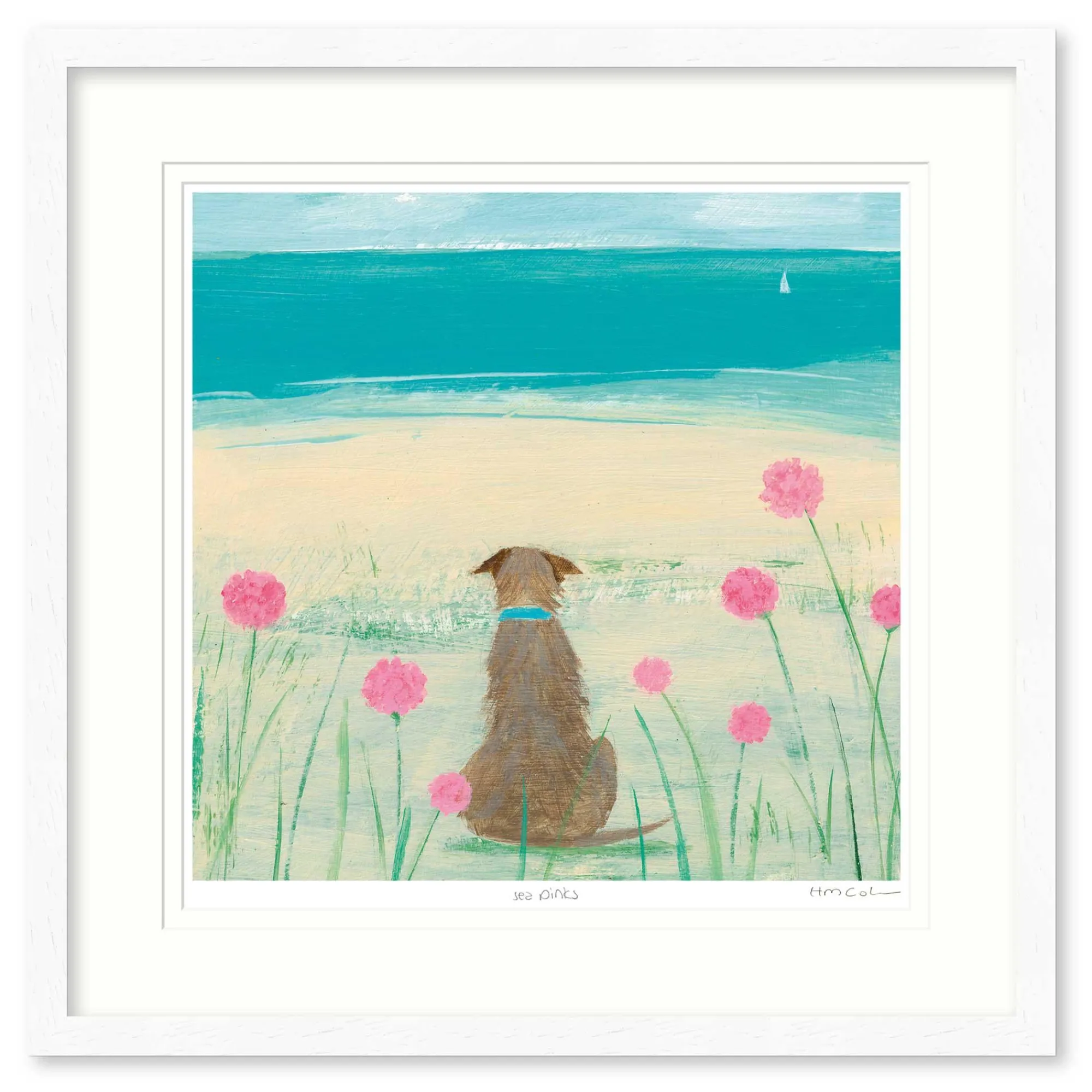 Floral & Flowers|Coastal Scenes*Whistlefish Among The Sea Pinks Framed Print
