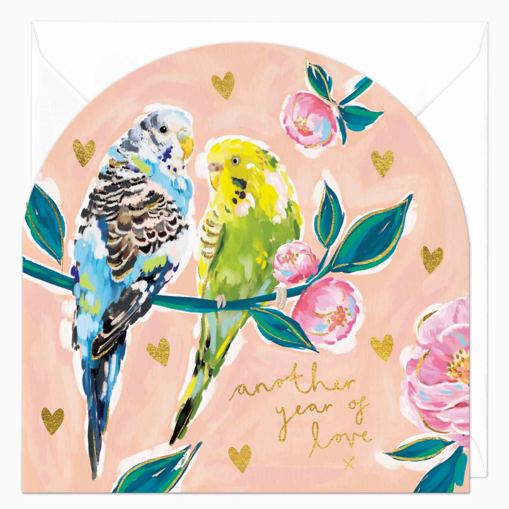 Valentine's Day|Mother's Day*Whistlefish Another Year Of Love Budgies Arch Card