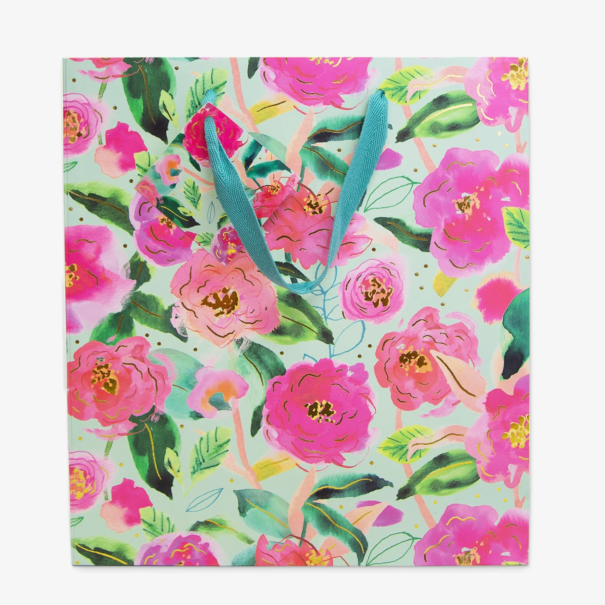 Gift Bags|Gift Bags*Whistlefish Aqua Camellia Large Gift Bag