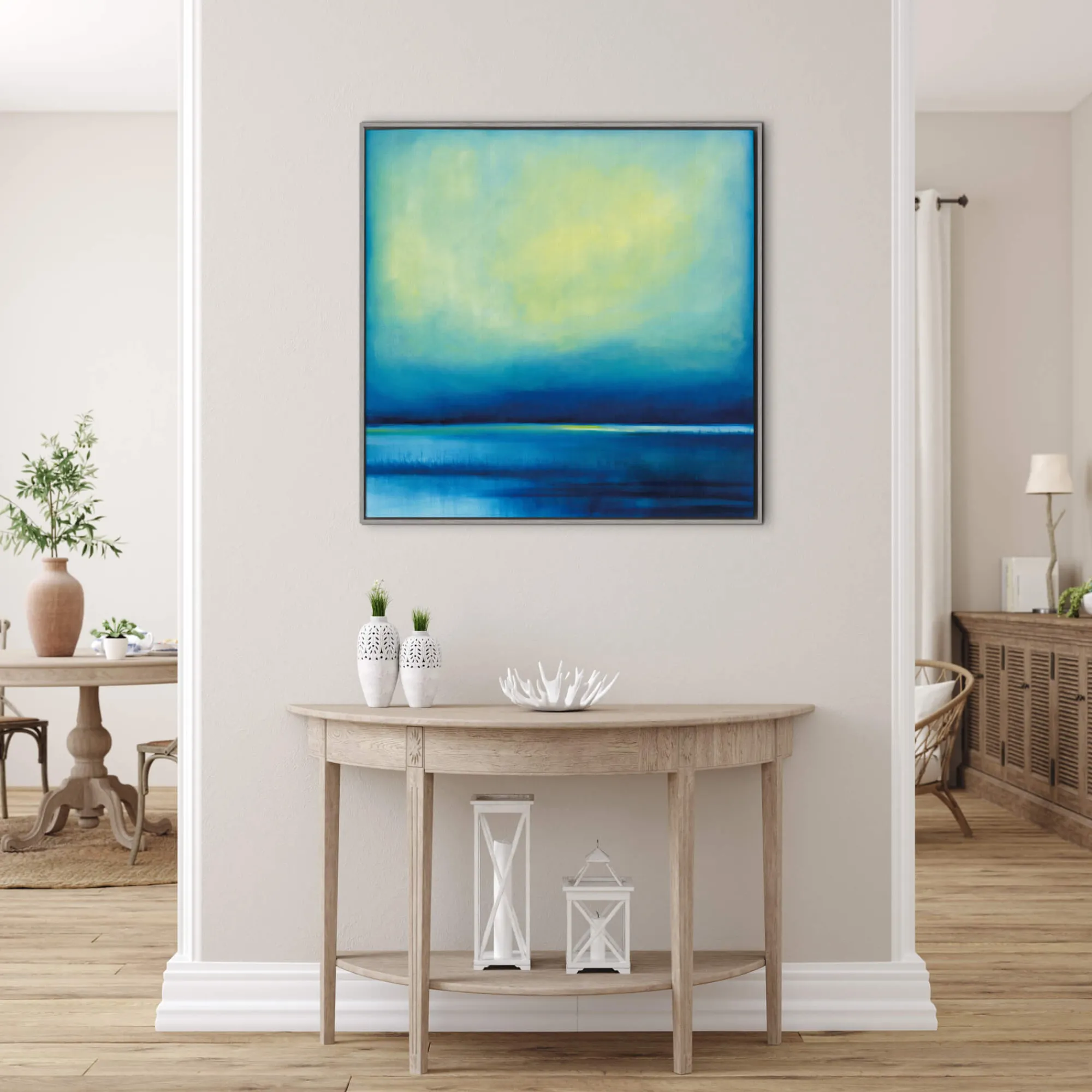 Cornwall|Coastal Scenes*Whistlefish Aqua Skies Marazion Marshes Framed Canvas
