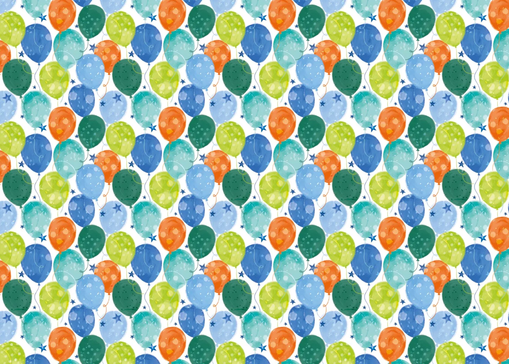 Gift Wrap|Birthday*Whistlefish Balloons And Stars Wrapping Paper