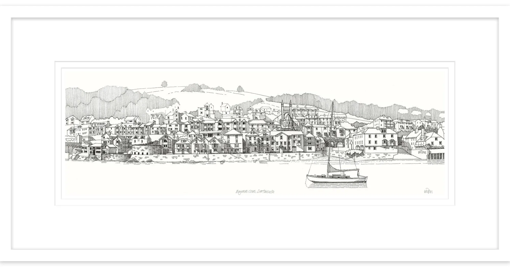 Dartmouth|Devon*Whistlefish Bayards Cove Black & White Framed Print