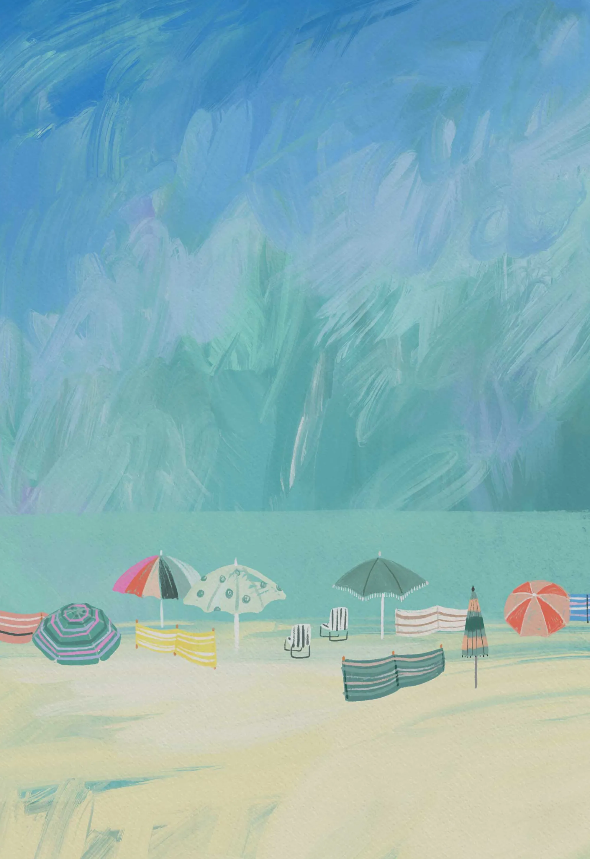 Unframed Prints*Whistlefish Beach Brollies Large Art Print