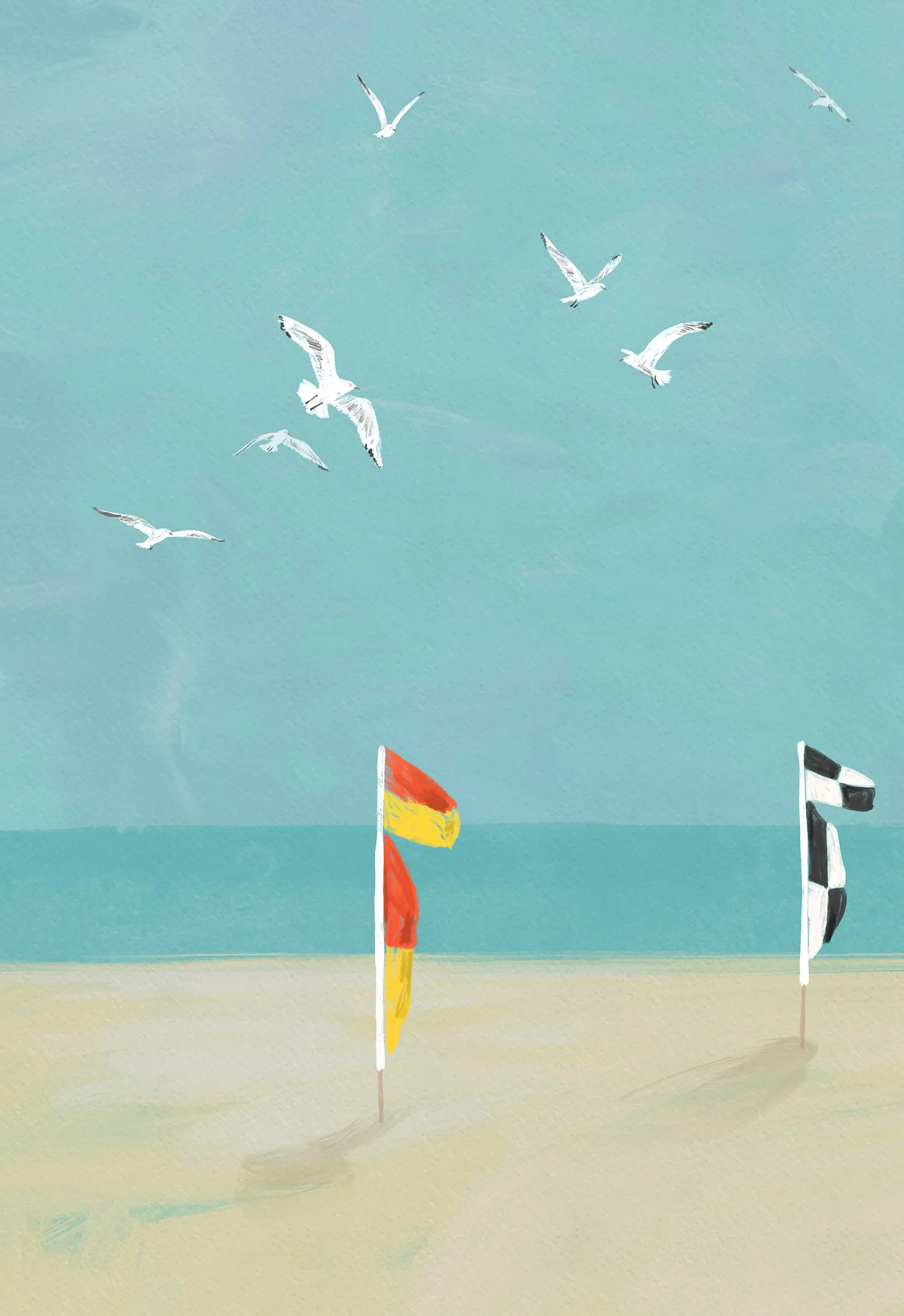 Coastal Scenes|Framed Prints*Whistlefish Beach Flags Large Framed Print