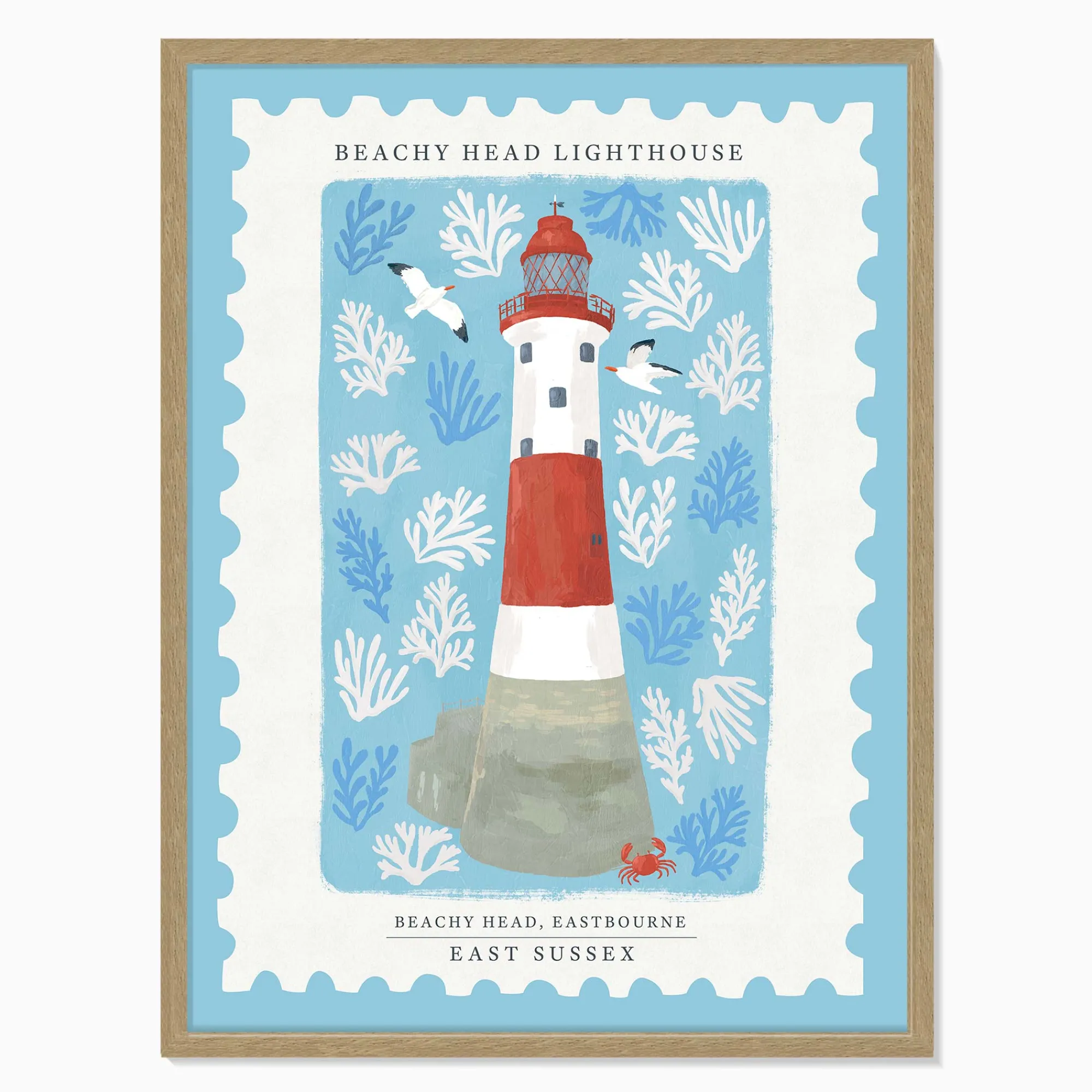 Animal|Framed Prints*Whistlefish Beachy Head Stamp Large Framed Print