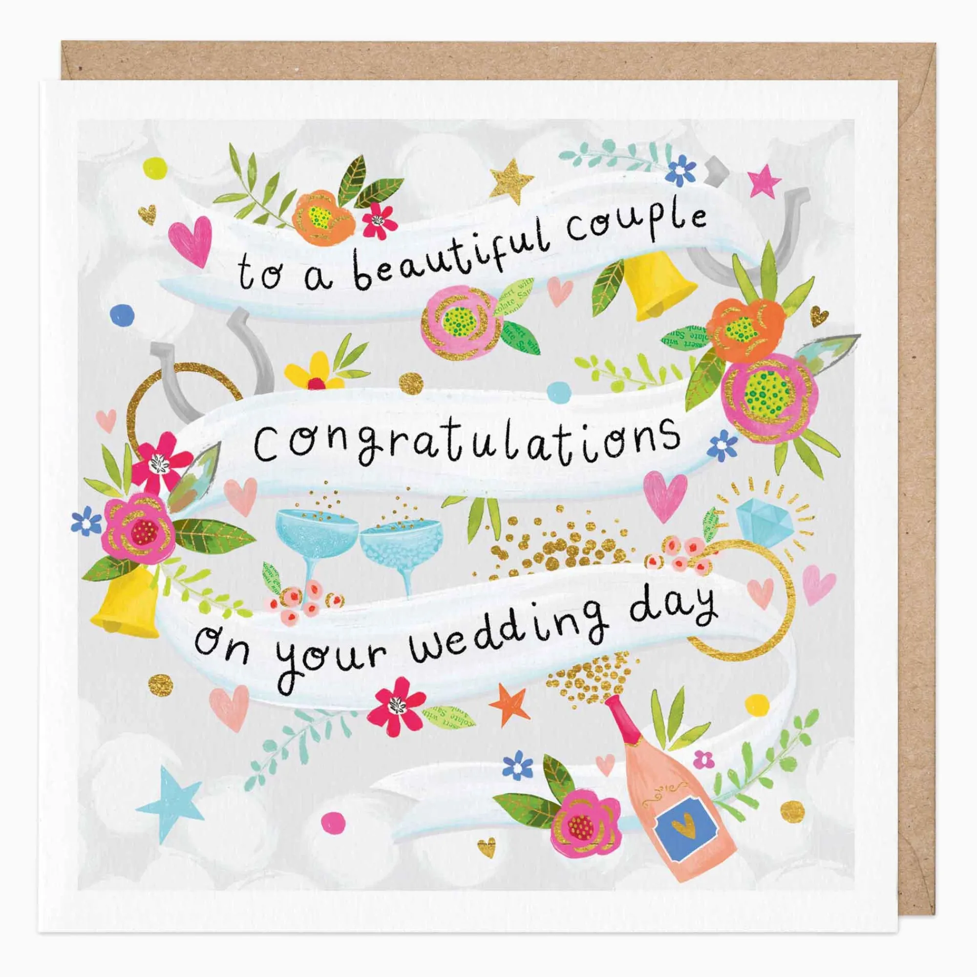 Wedding*Whistlefish Beautiful Couple Wedding Day Card