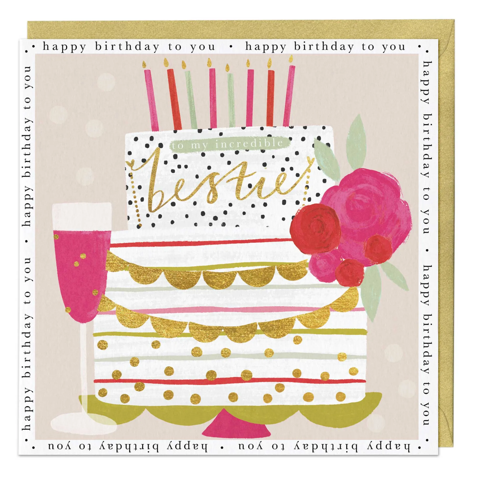 Birthday|For Relatives*Whistlefish Best Friend Bright Cake Birthday Card
