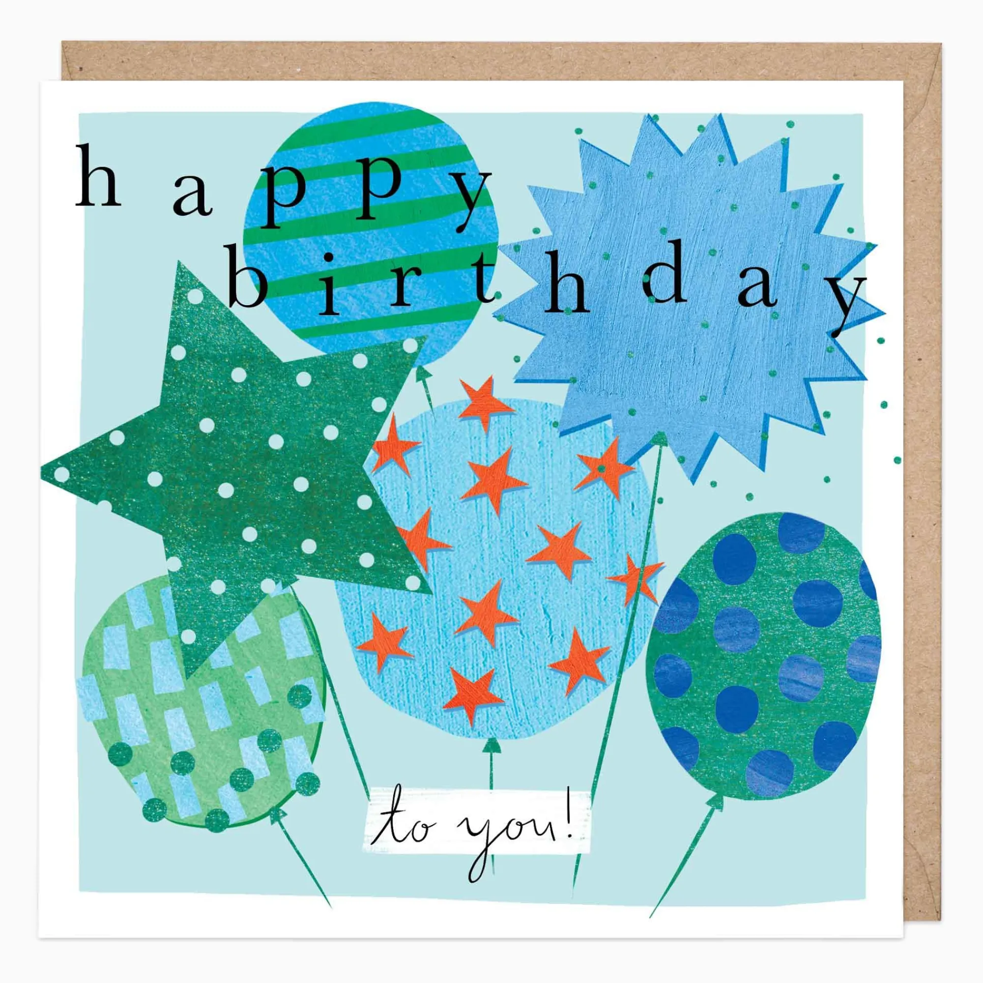 Birthday|For Him*Whistlefish Blue Balloons Birthday Card