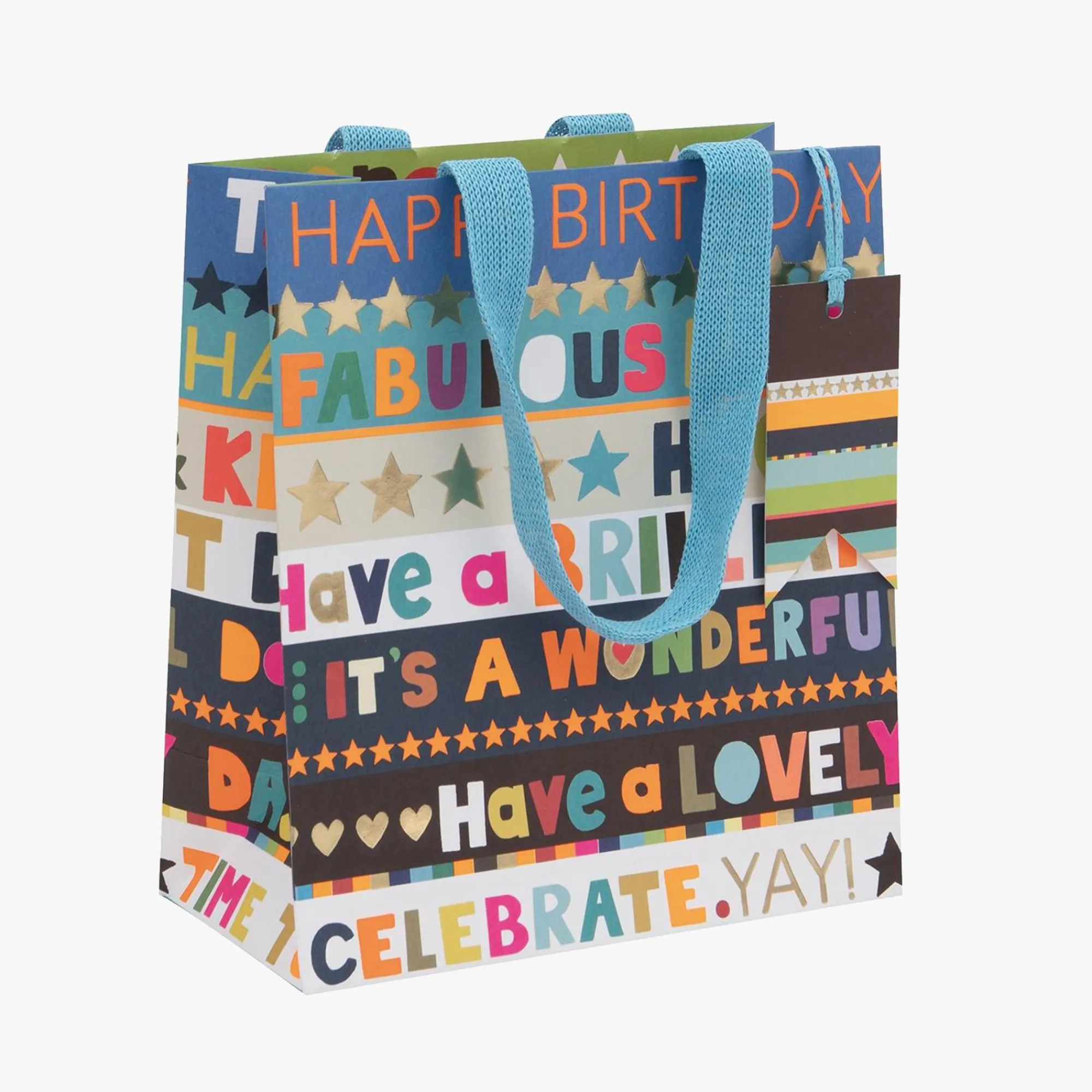 Gift Bags|Gift Bags*Whistlefish Blue Birthday Stripes Medium Gift Bag