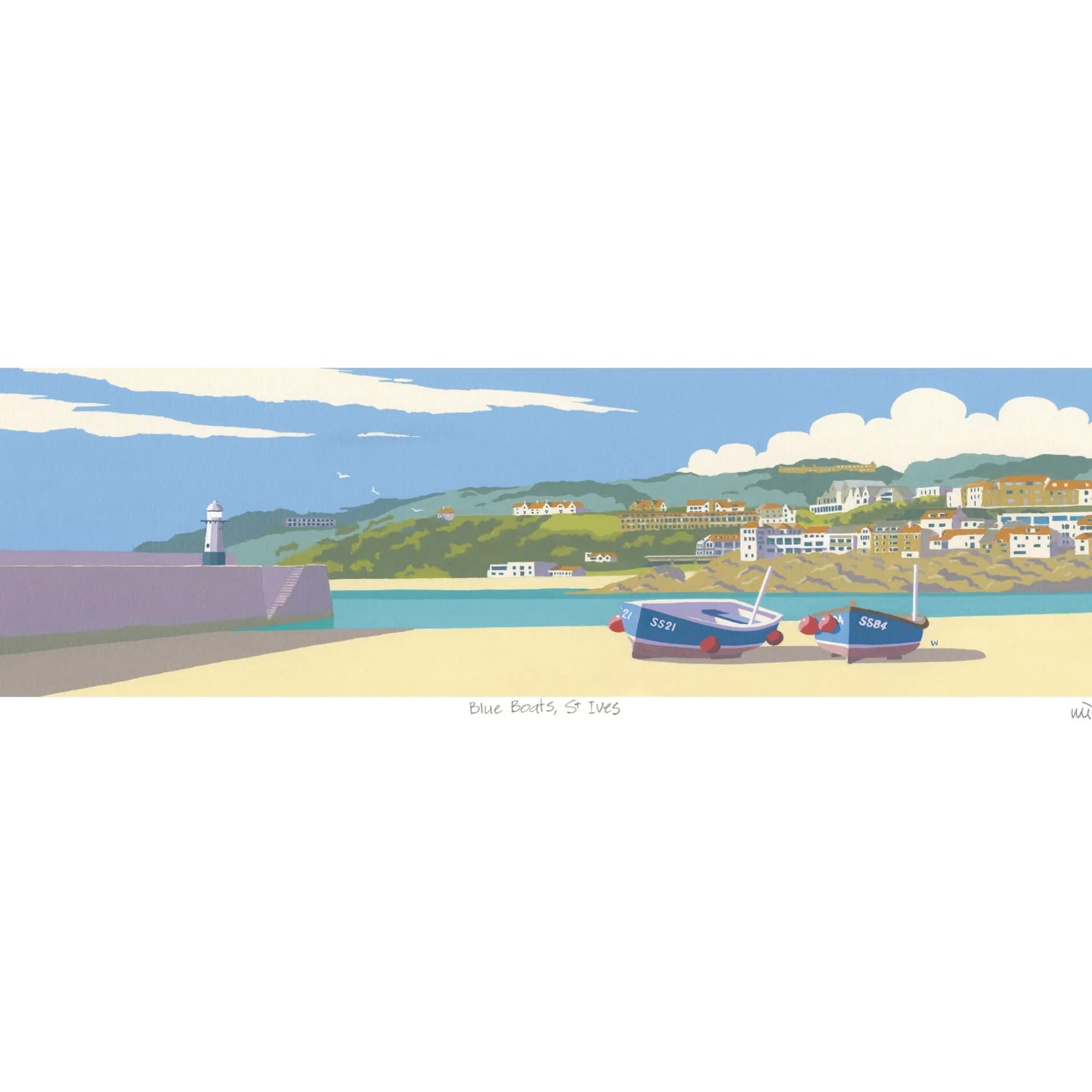 Unframed Prints*Whistlefish Blue Boats St Ives Art Print
