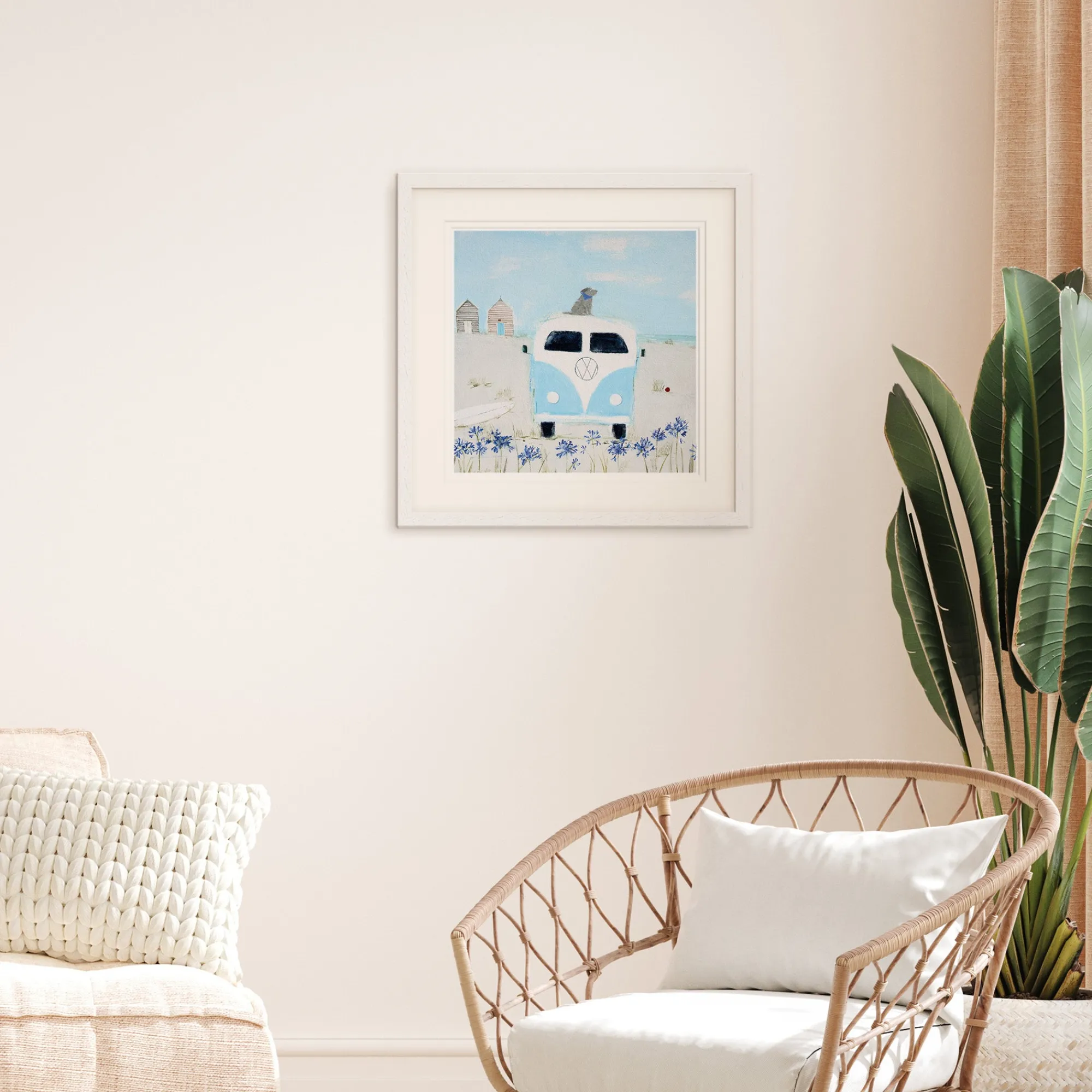 Coastal Scenes|Animal*Whistlefish Blue Camper Framed Print