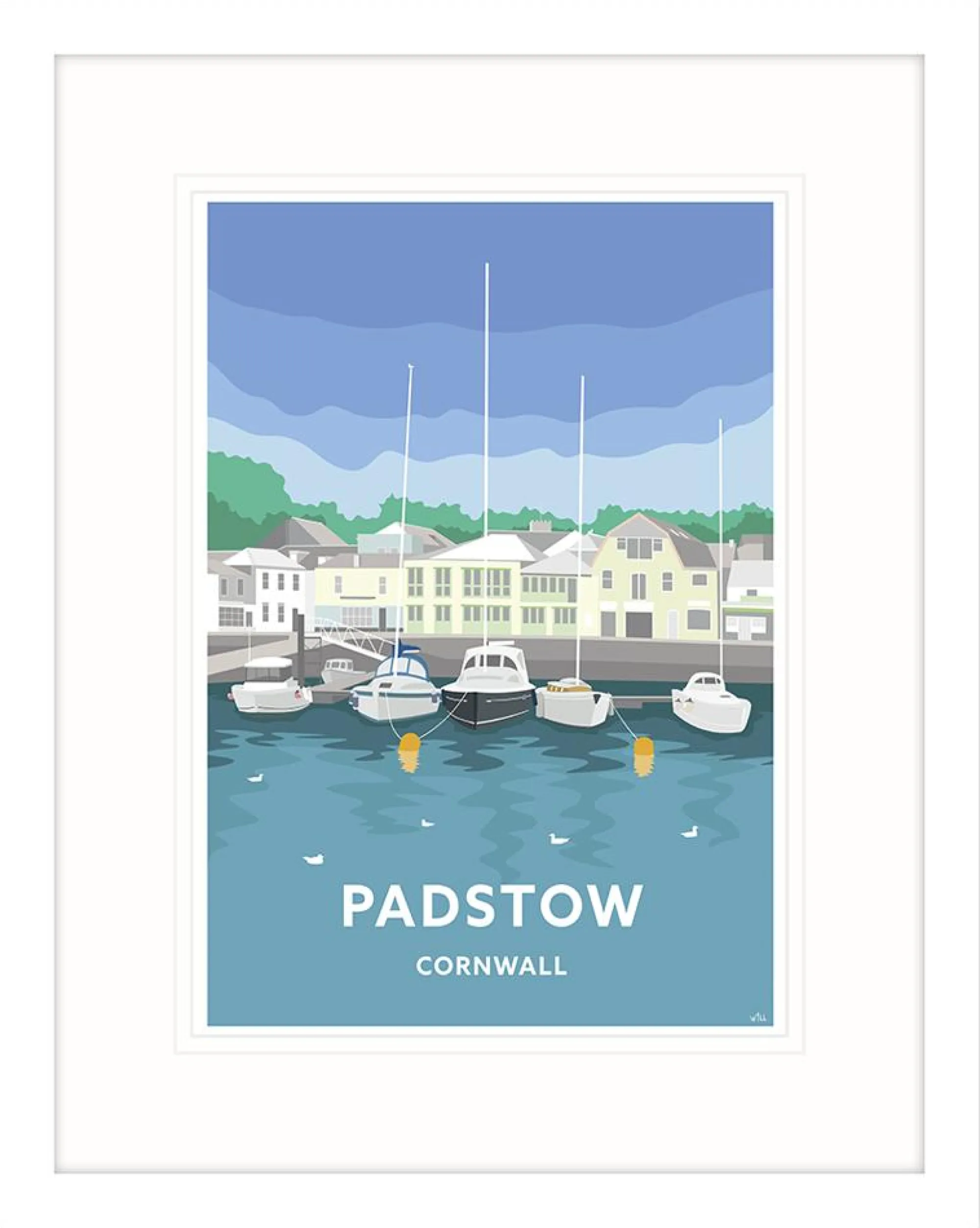 Padstow|Cornwall*Whistlefish Blue Skies Padstow Travel Framed Print