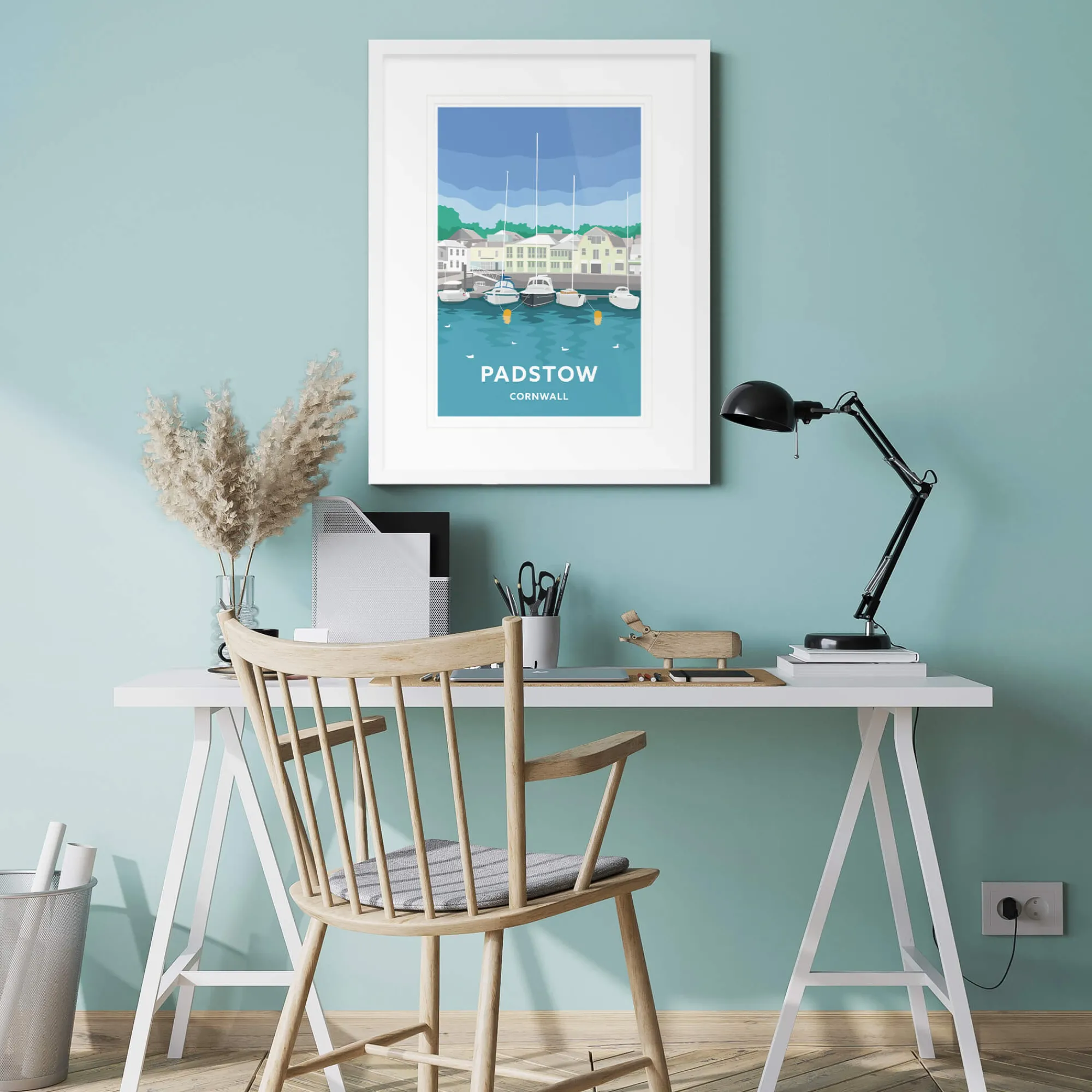 Padstow|Cornwall*Whistlefish Blue Skies Padstow Travel Framed Print