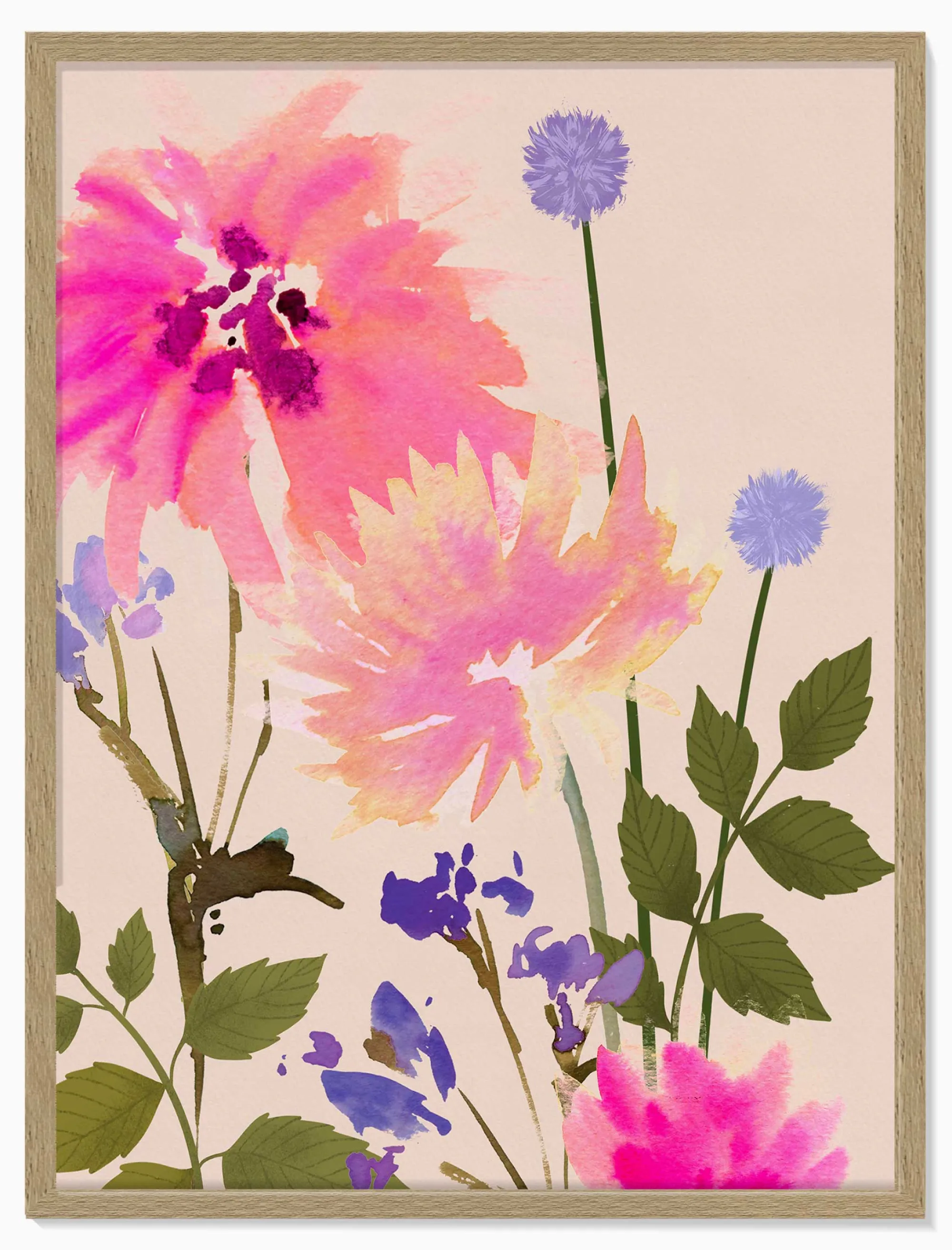 Floral & Flowers|Framed Prints*Whistlefish Blush Meadow Blooms Large Framed Print