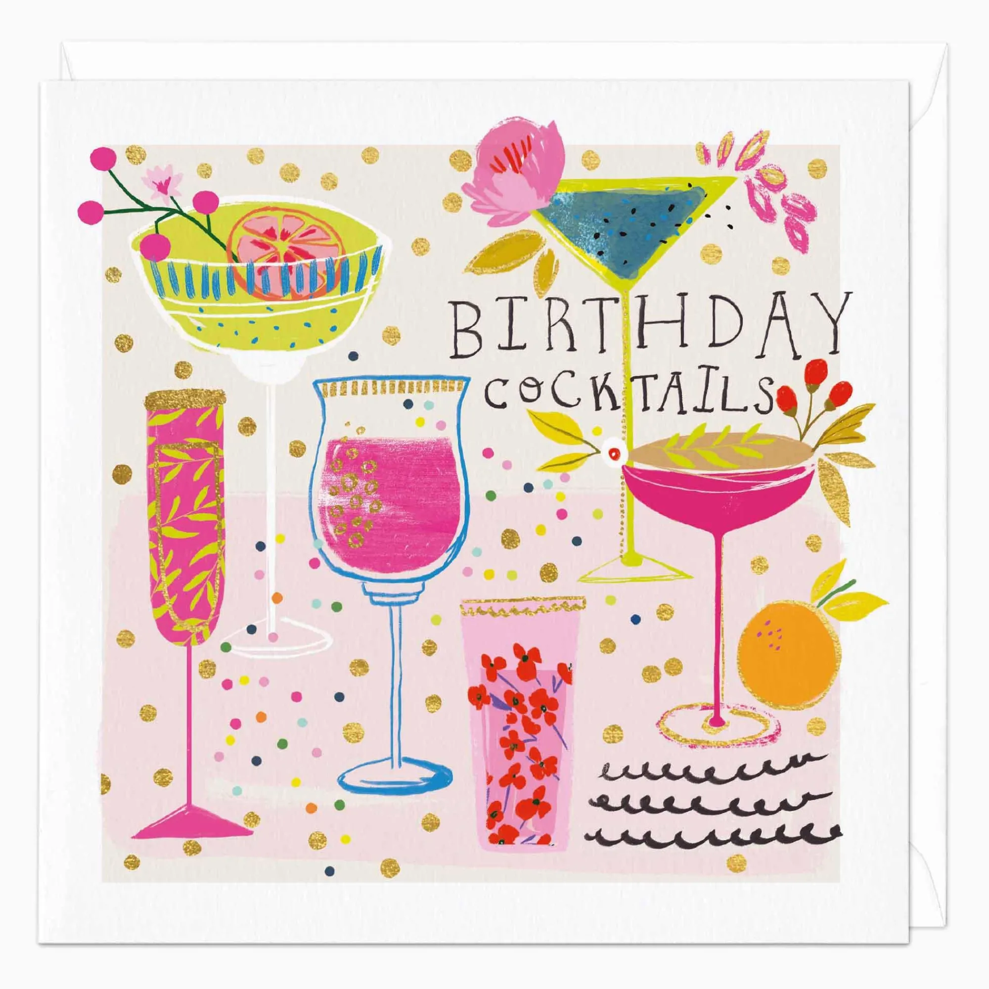 Birthday*Whistlefish Bright Cocktails Abstract Birthday Card