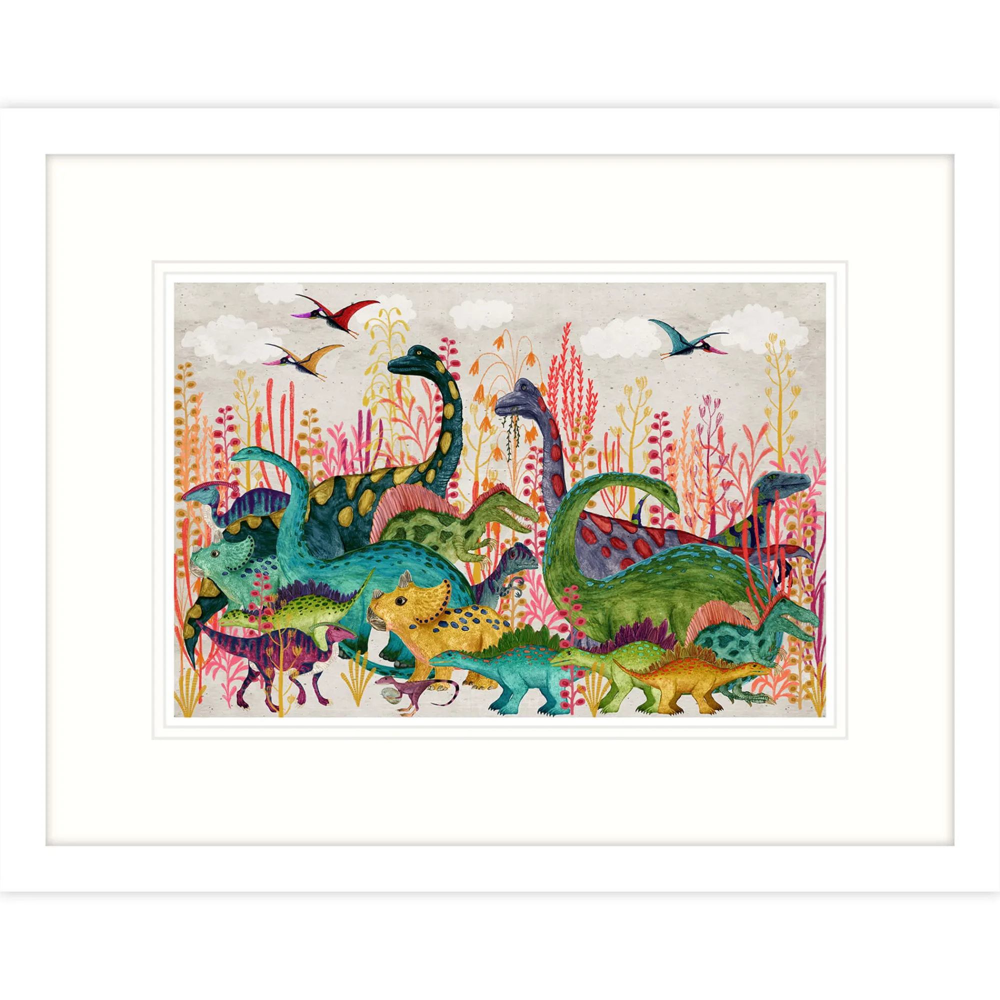 Animal|Framed Prints*Whistlefish Bright Dinosaurs Framed Print
