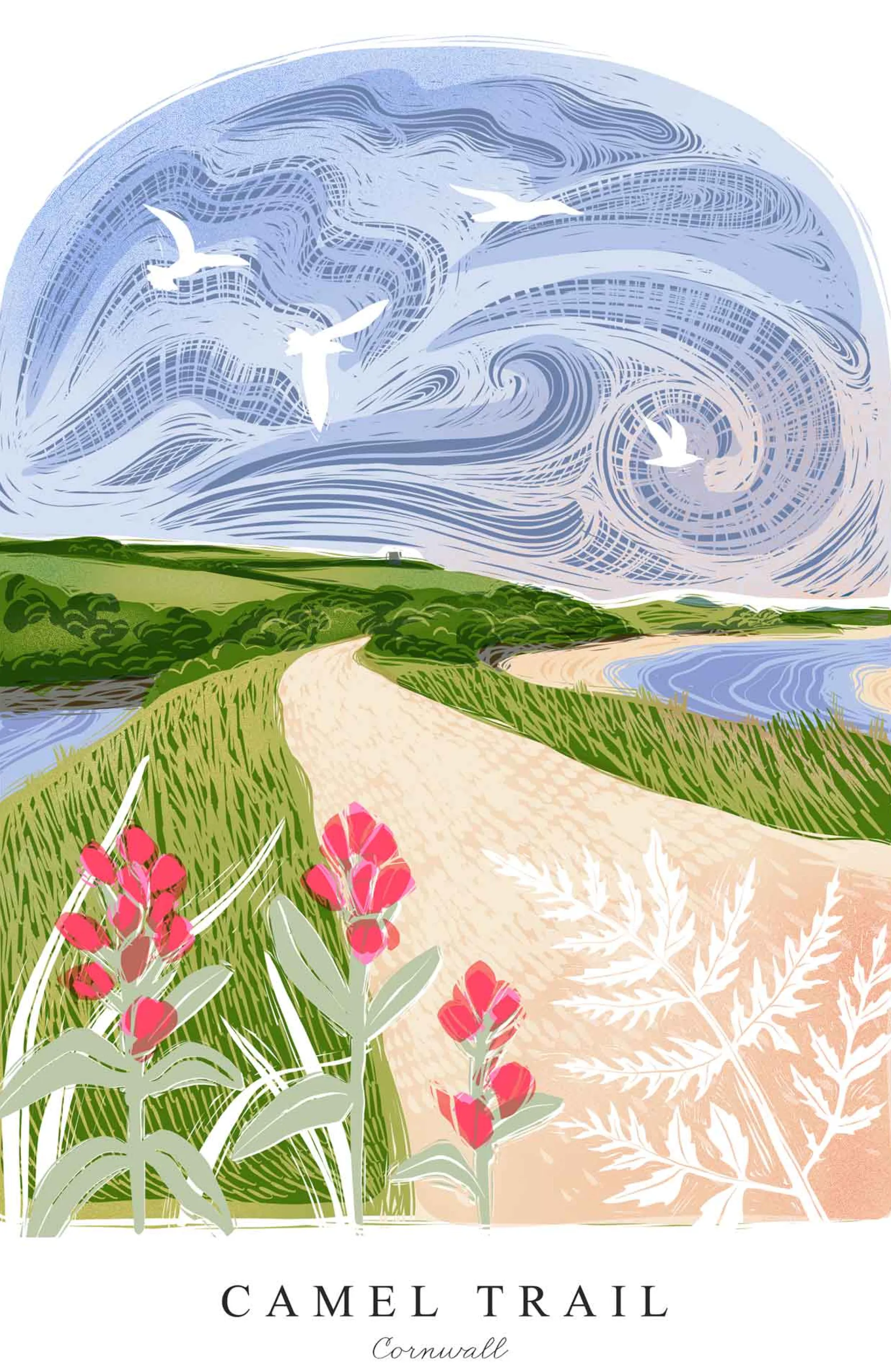 Unframed Prints*Whistlefish Camel Trail Lino Large Art Print