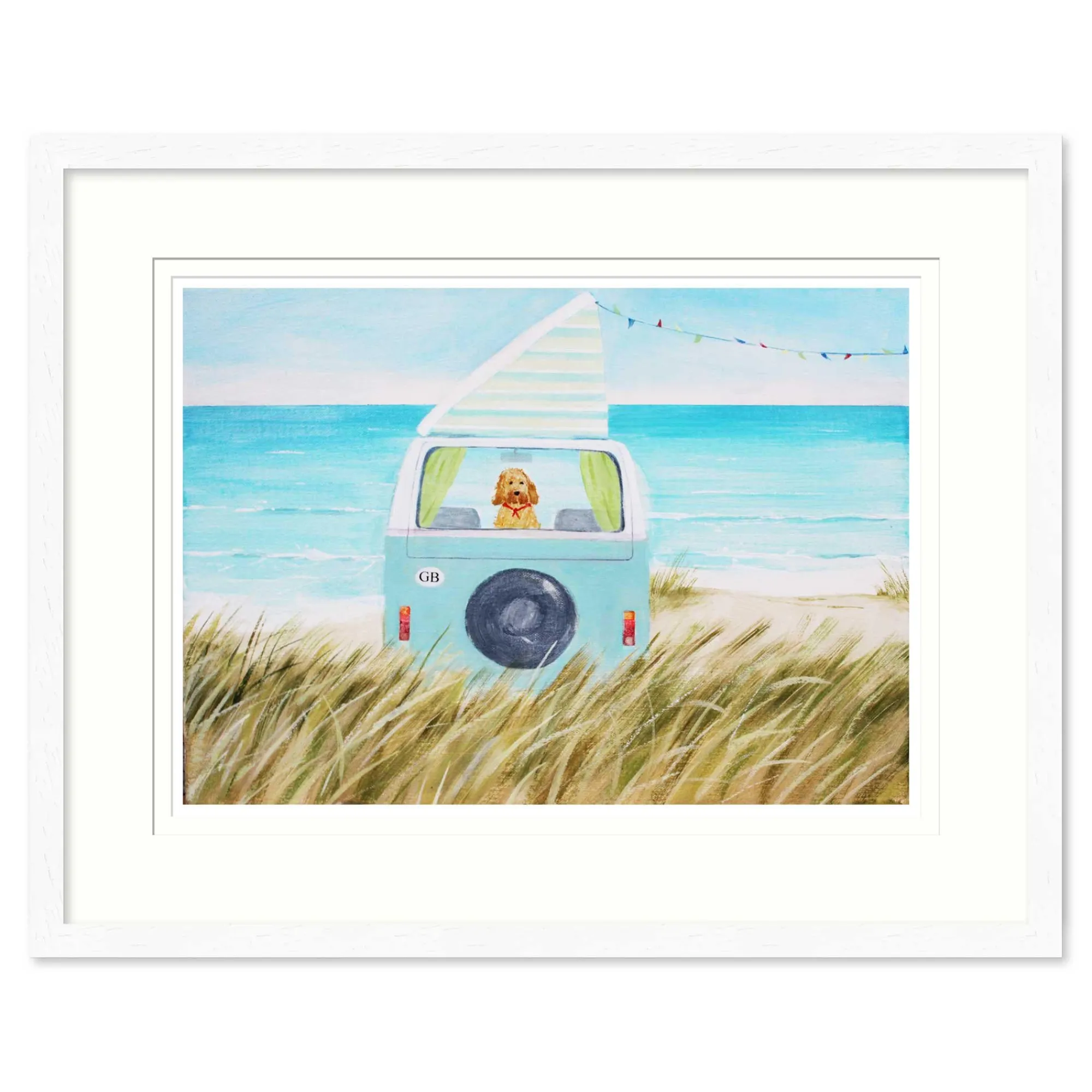 Floral & Flowers|Coastal Scenes*Whistlefish Camper Dog Framed Print