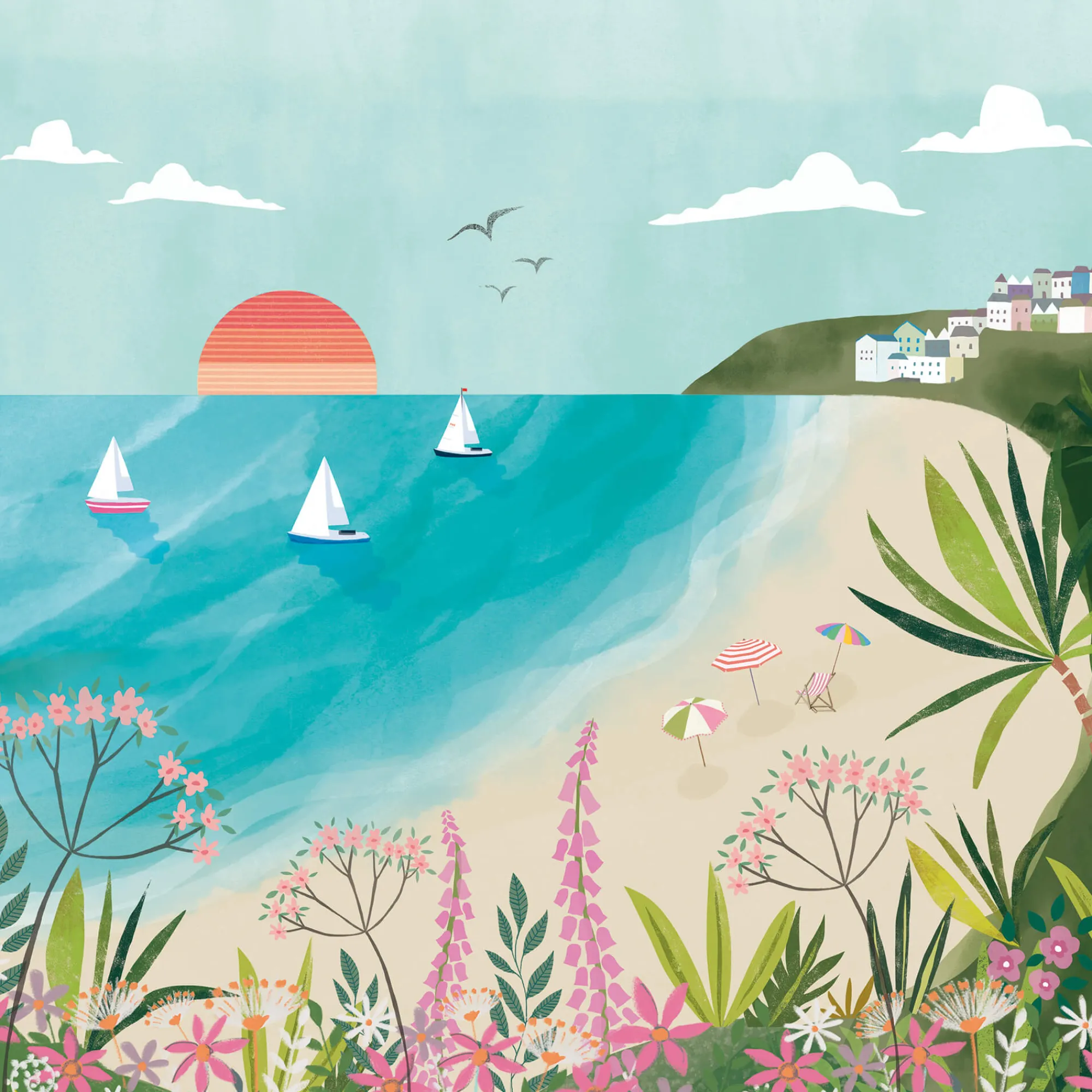 Unframed Prints*Whistlefish Carbis Bay Mini Square Art Print