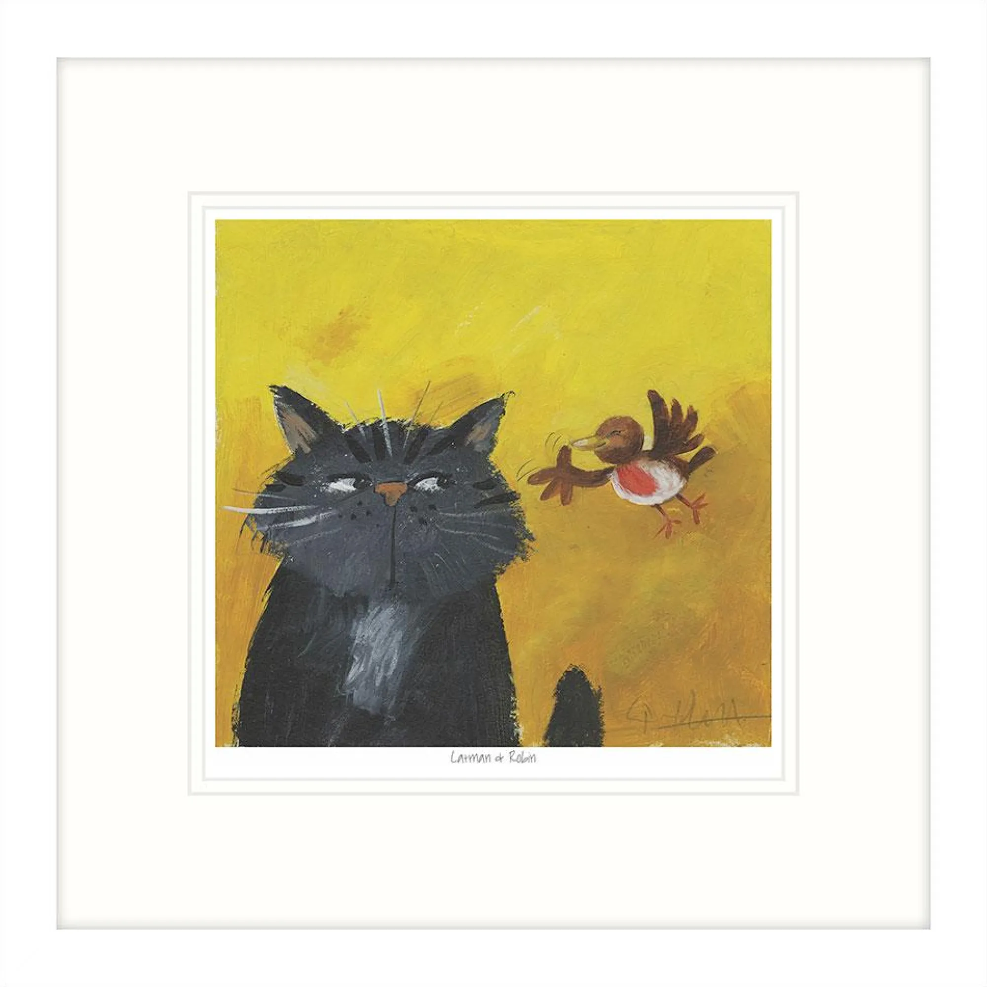 Framed Prints*Whistlefish Catman & Robin Framed Print