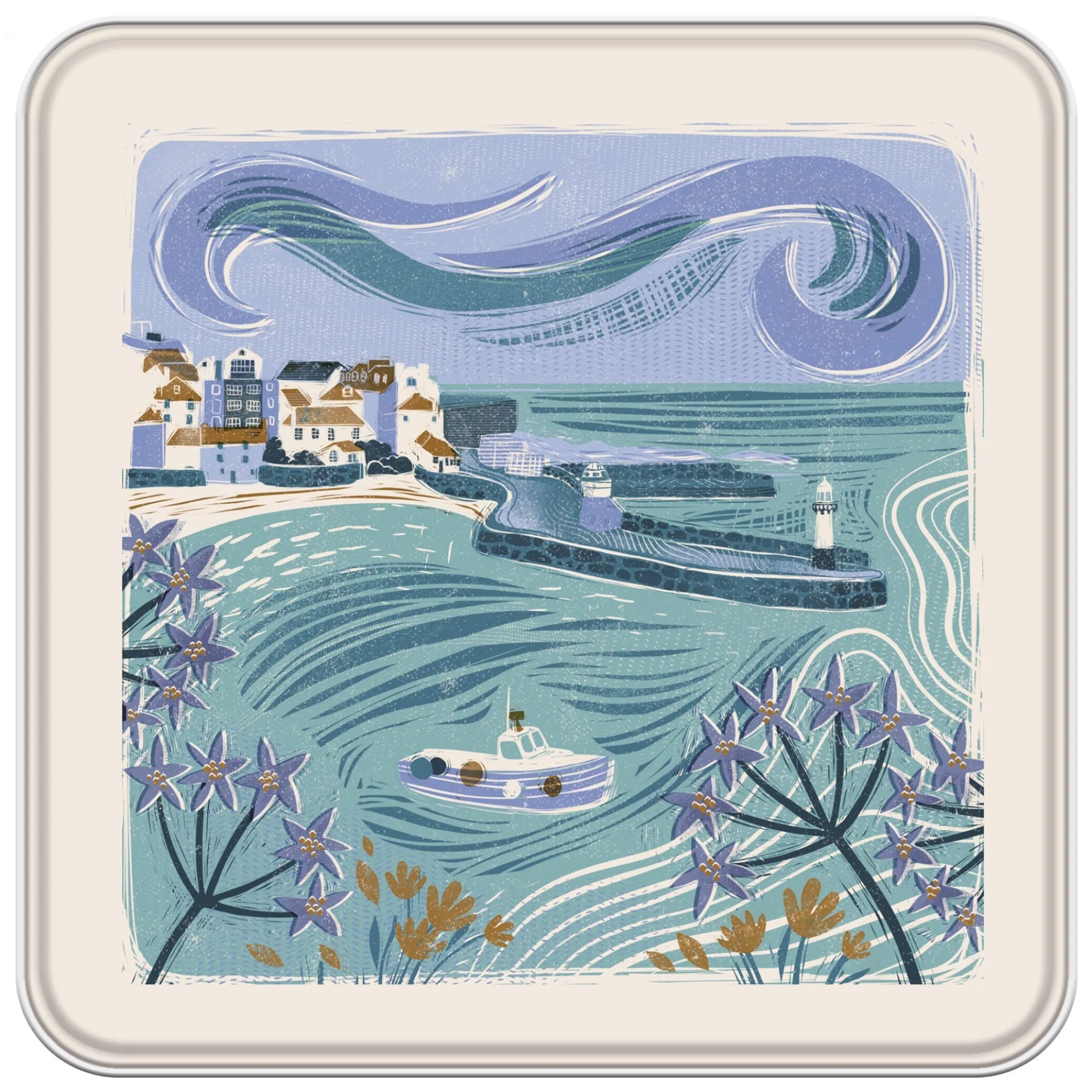 Under £20|Under £10*Whistlefish Coastal Lino Notelet Tin