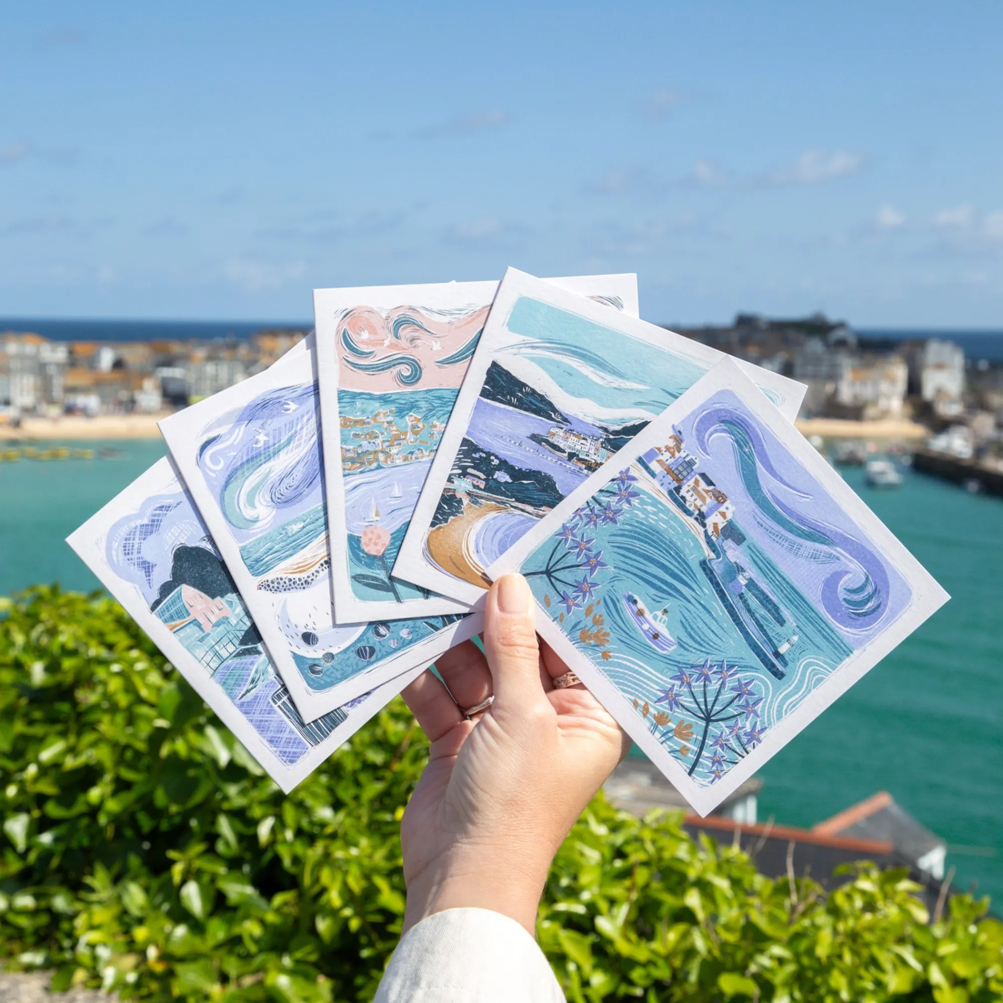 Under £20|Under £10*Whistlefish Coastal Lino Notelet Tin