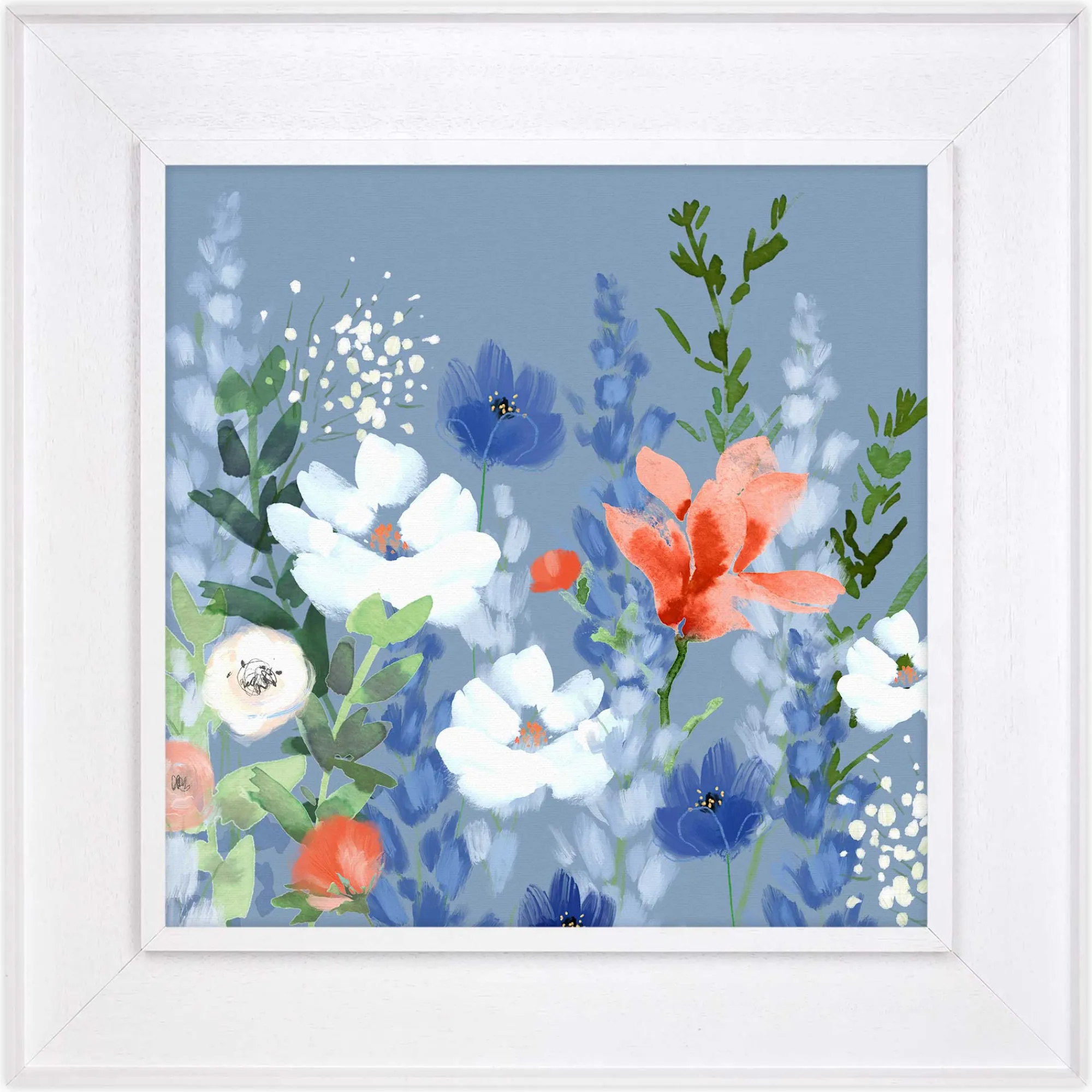 Floral & Flowers|Framed Canvas*Whistlefish Cornflower Blue Tray Framed Canvas