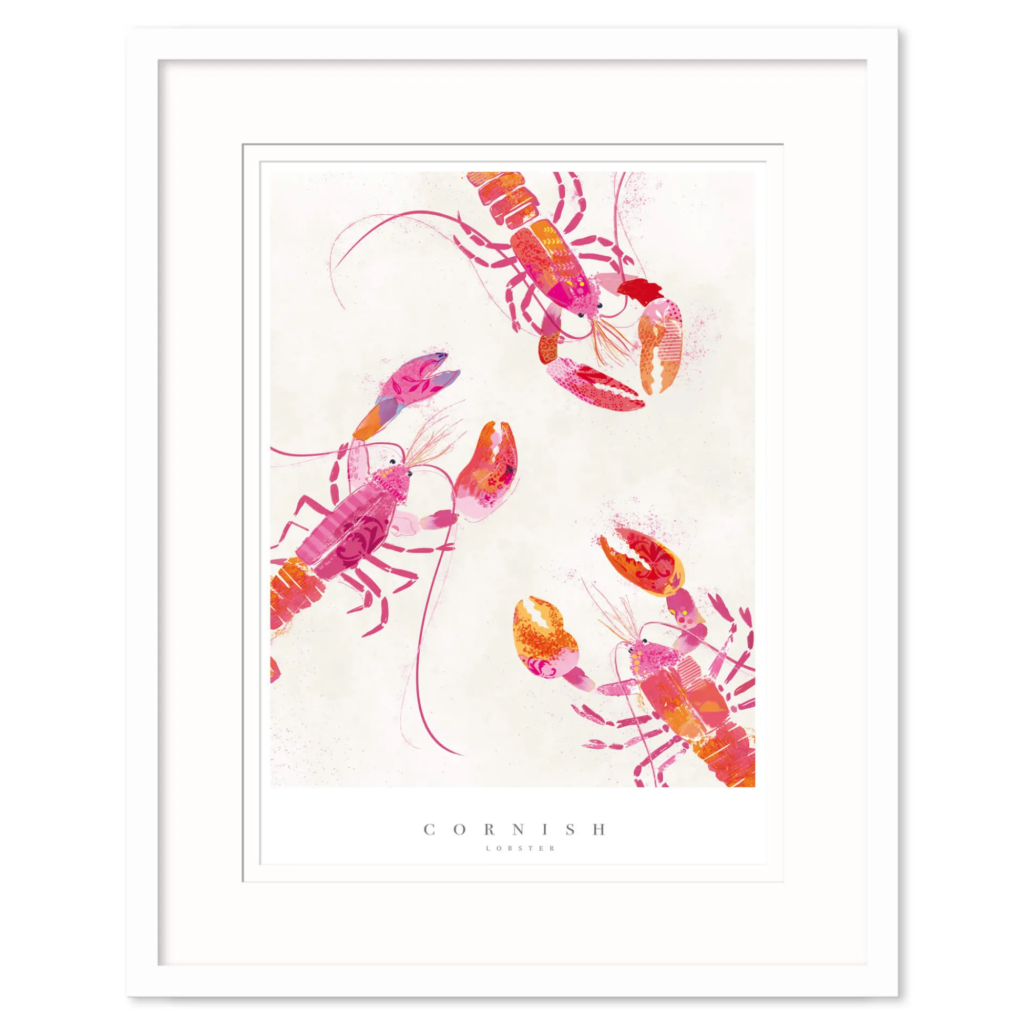 Sea Creatures|Coastal Scenes*Whistlefish Cornish Lobsters Medium Framed Print