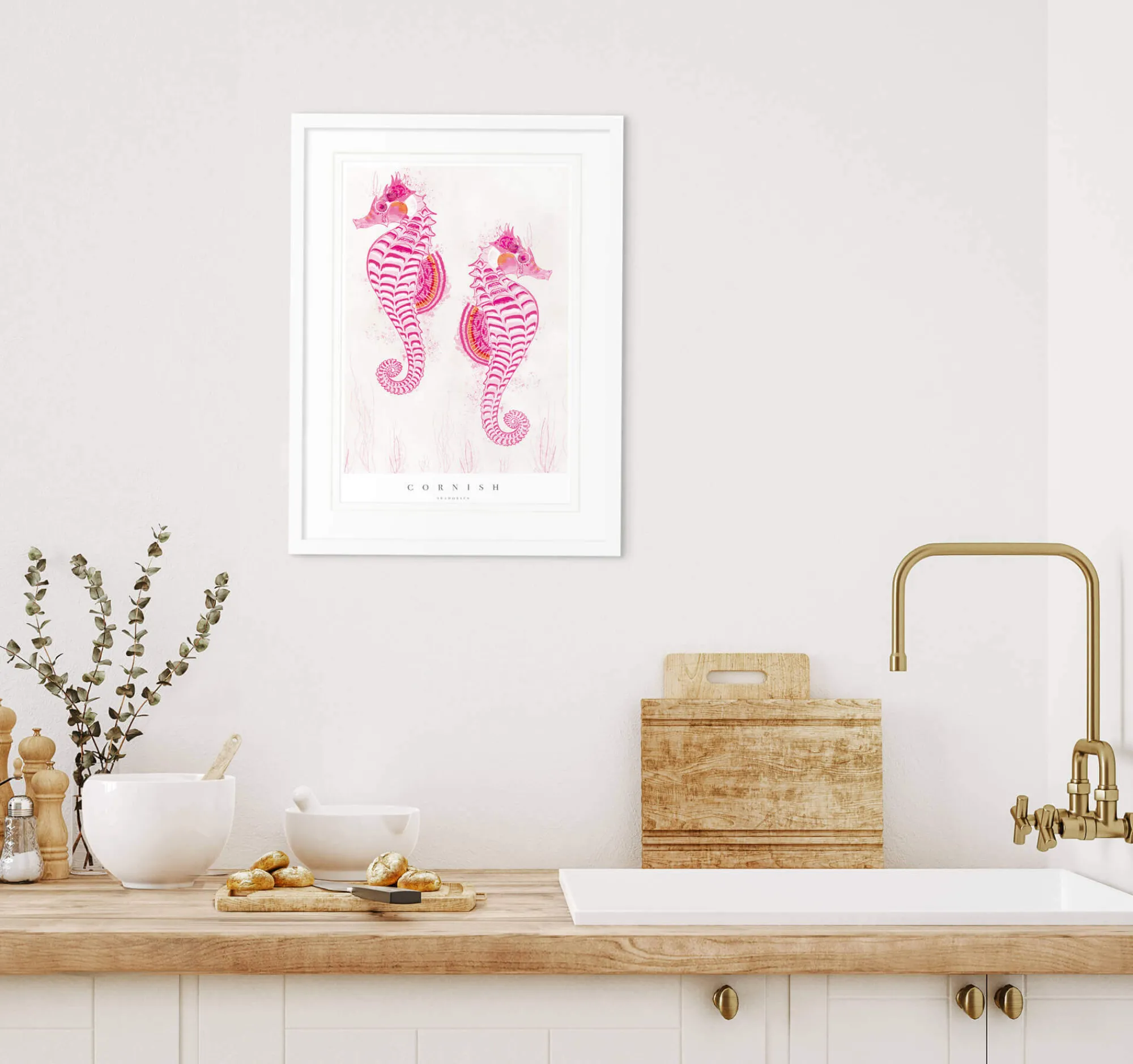 Sea Creatures|Unframed Prints*Whistlefish Cornish Seahorses Medium Art Print