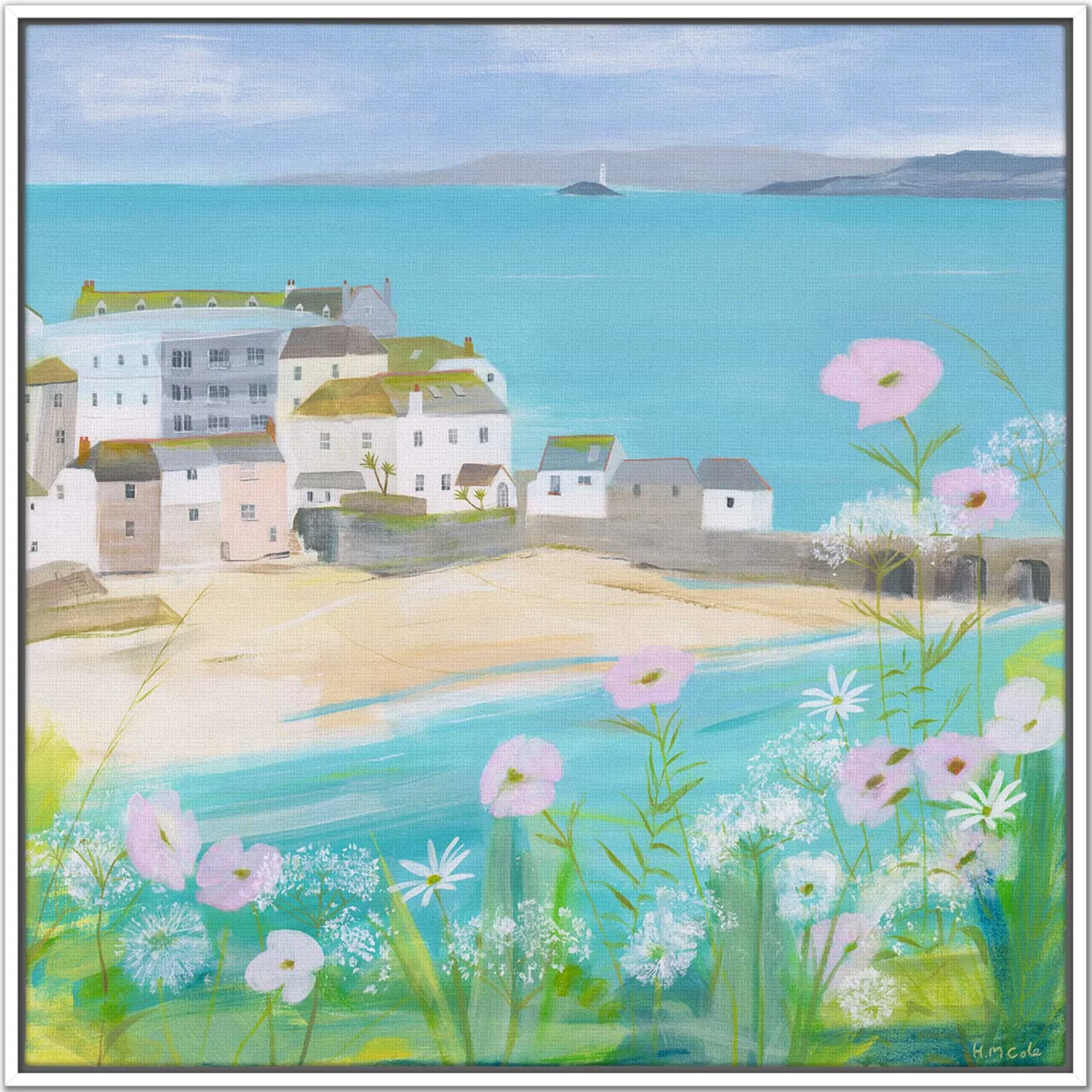 St Ives|Cornwall*Whistlefish Cow Parsley & Poppies Framed Canvas