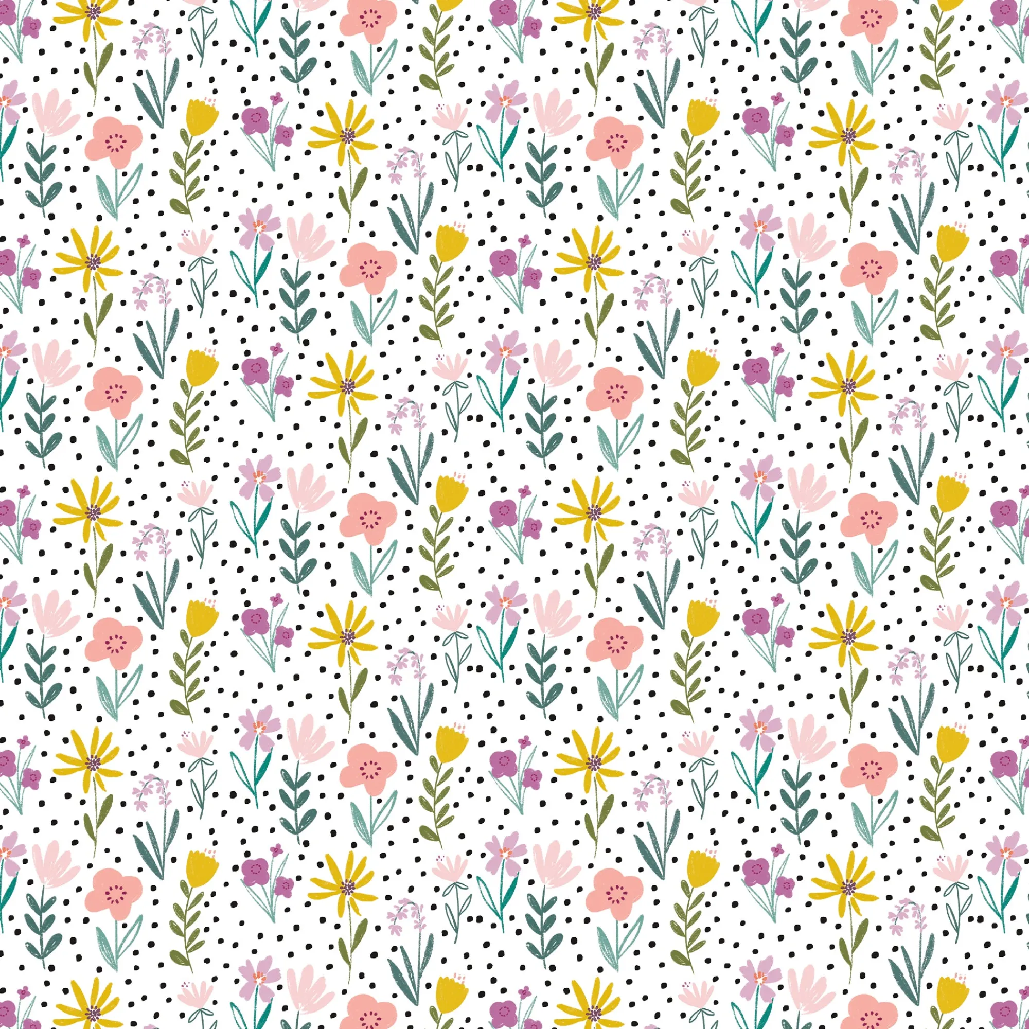 Gift Wrap|Floral*Whistlefish Crayon Florals Wrapping Paper
