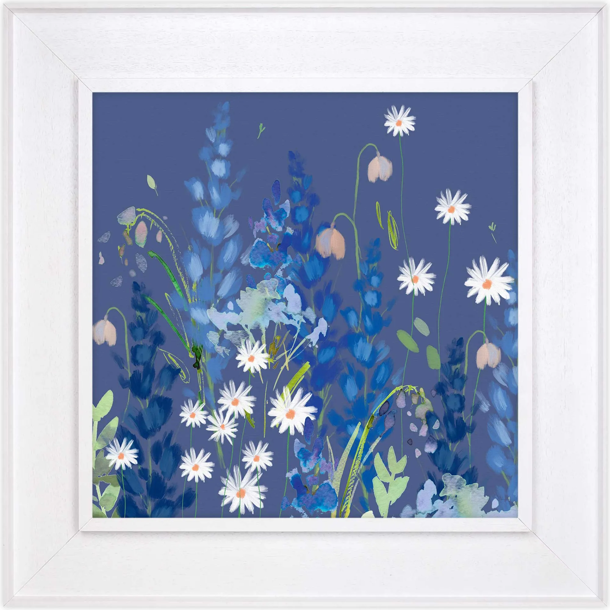 Floral & Flowers|Framed Canvas*Whistlefish Daisy & Delplinium Tray framed Canvas