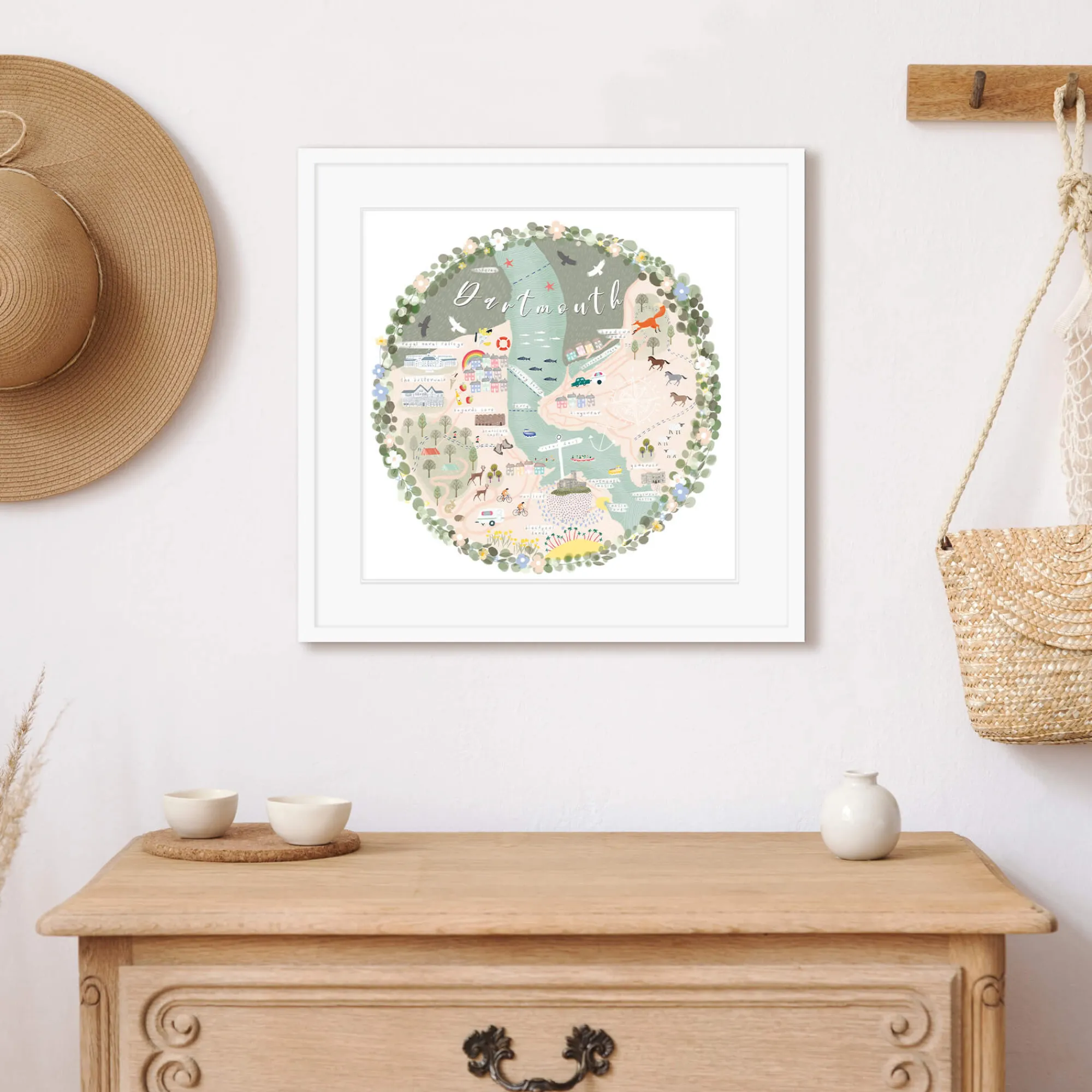 Dartmouth|Devon*Whistlefish Dartmouth Map Framed Print