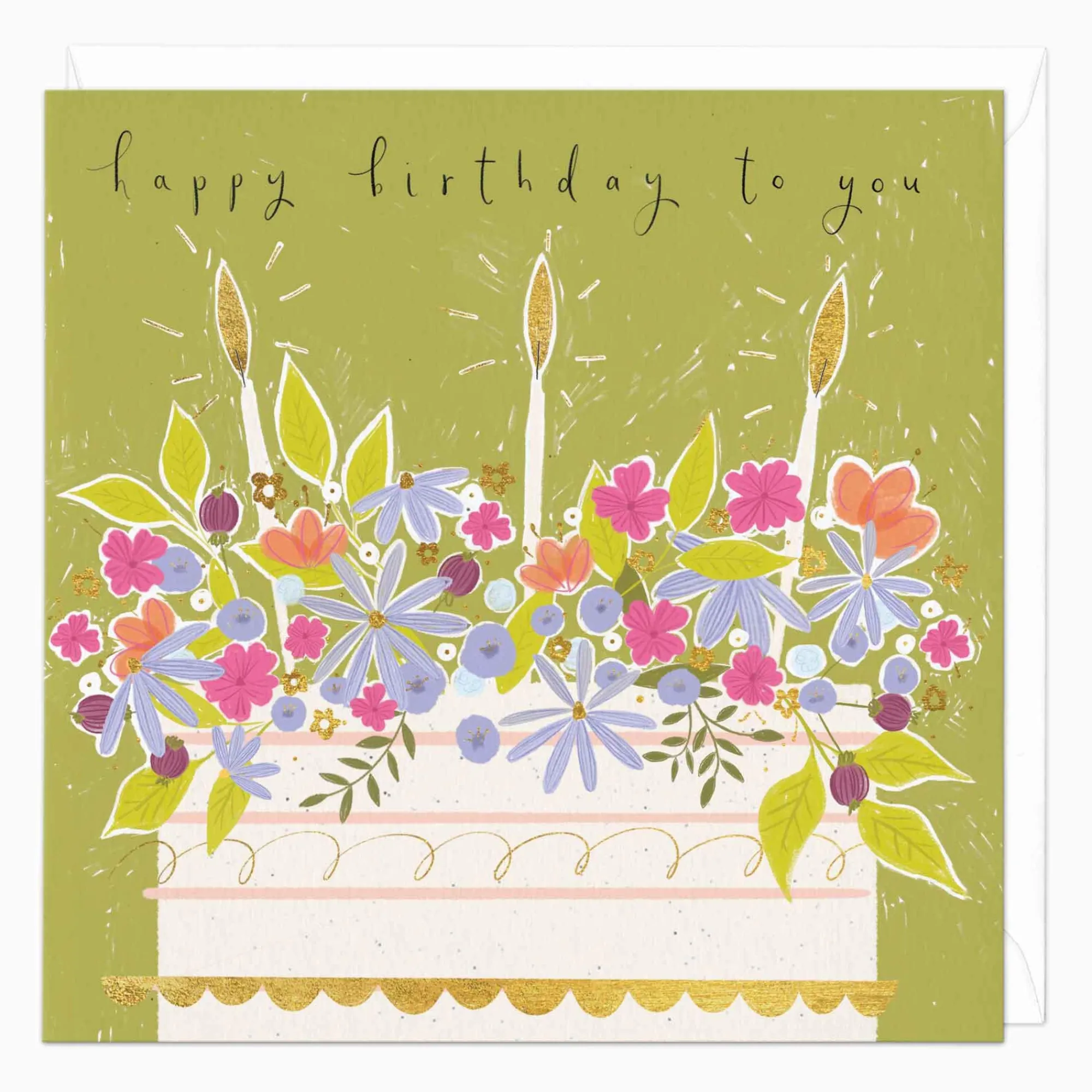 Birthday|For Her*Whistlefish Decorative Florals Birthday Cake Card