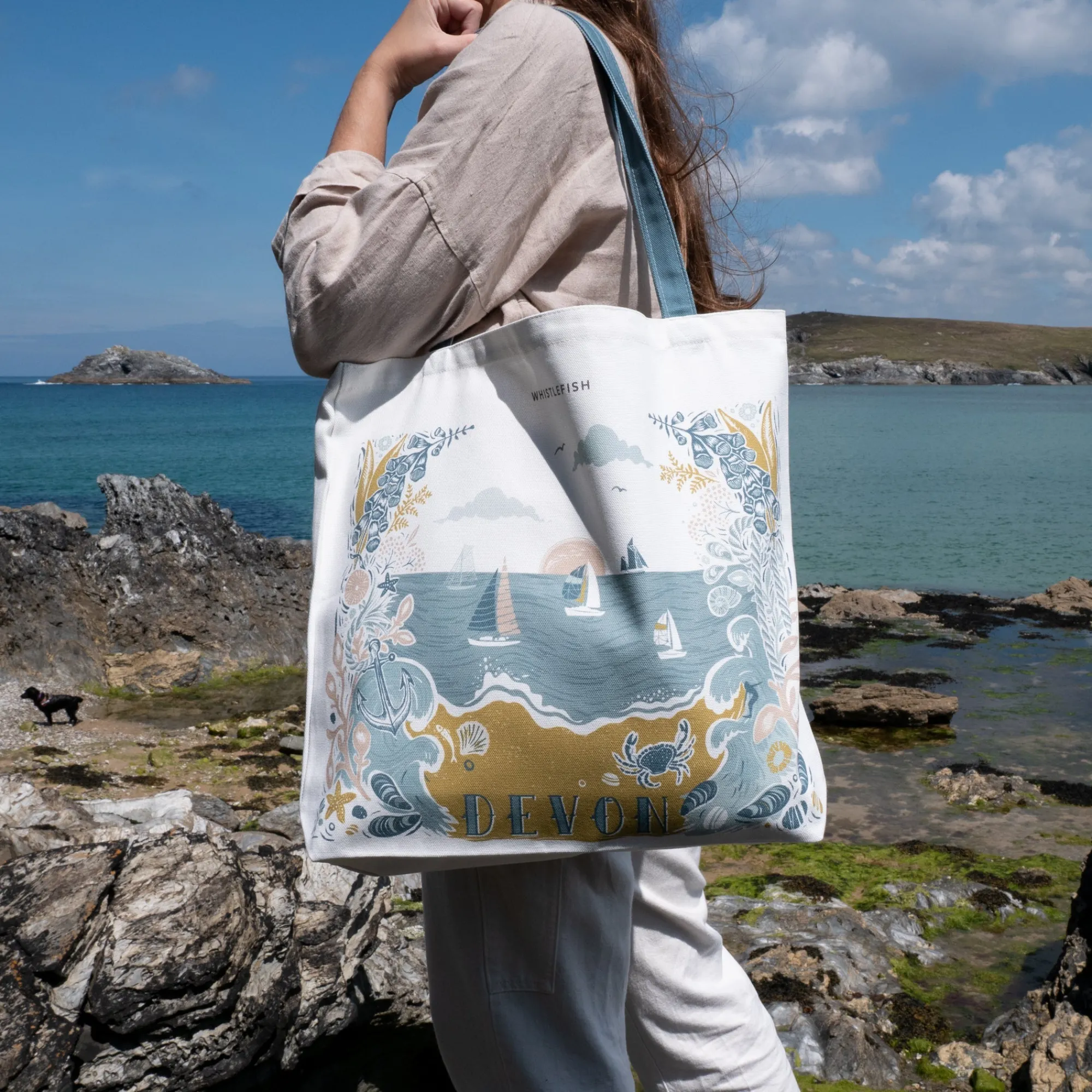 Under £20|Coastal Gifts*Whistlefish Devon Beach Tote Bag