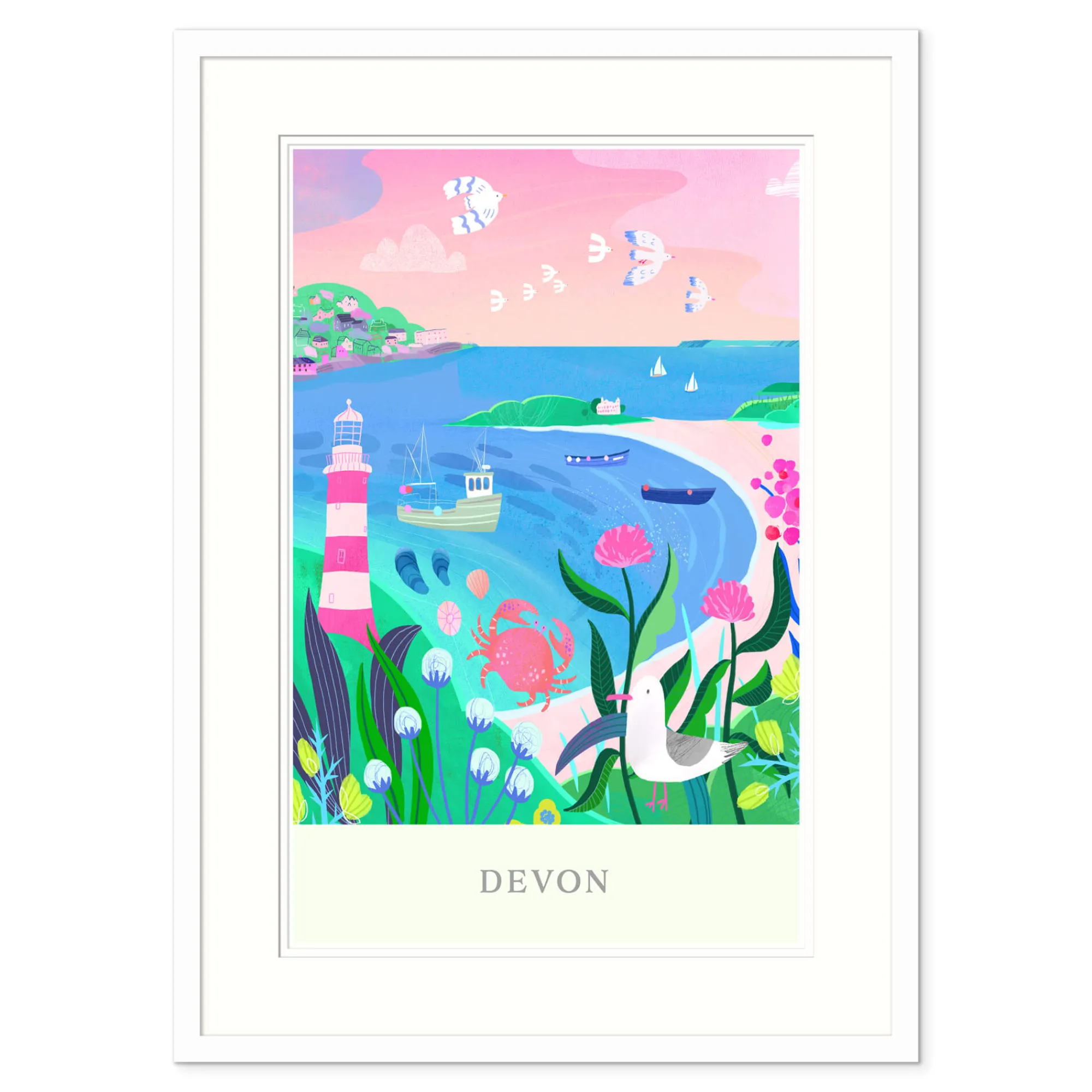 Devon|Coastal Scenes*Whistlefish Devon Brights Med Framed Print