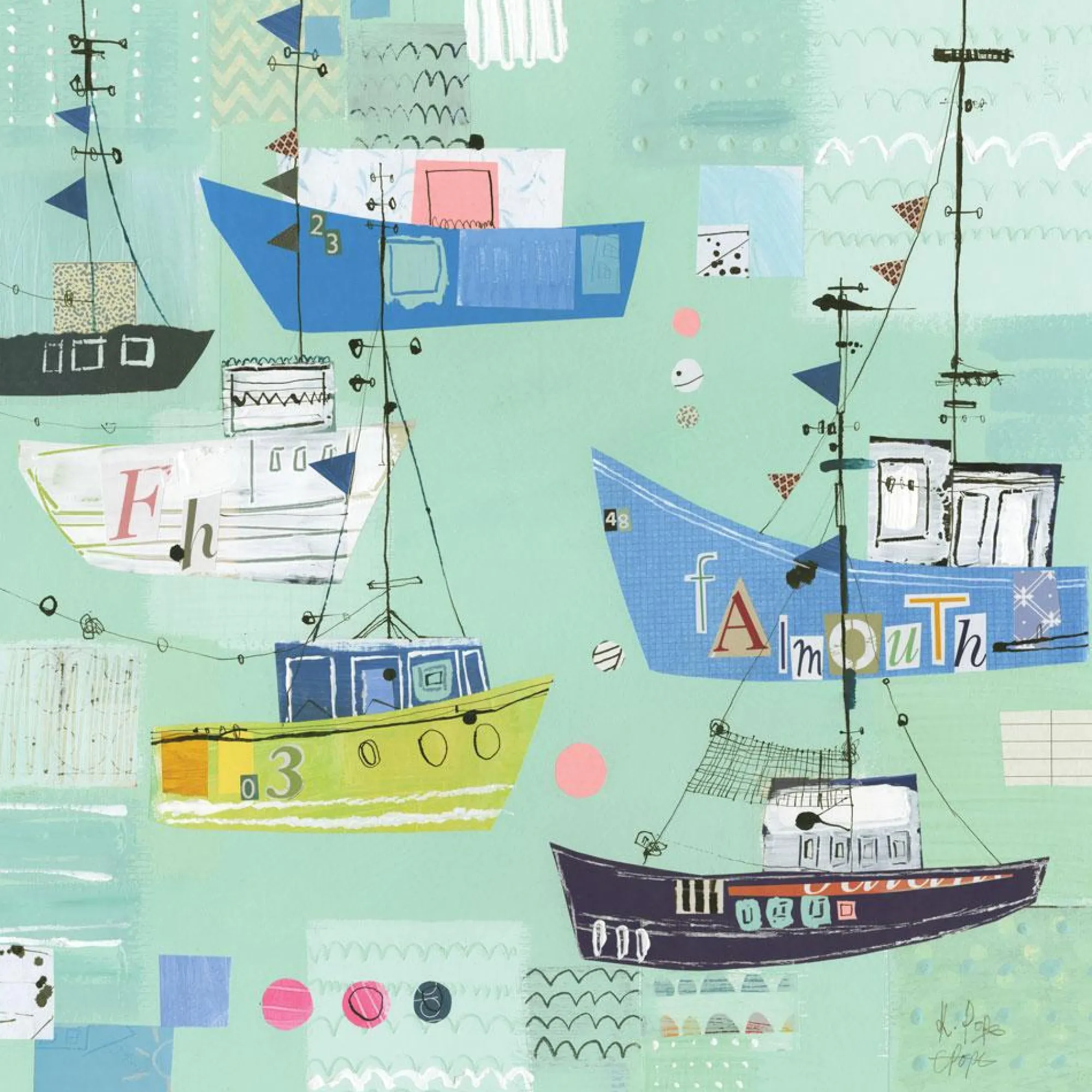 Unframed Prints*Whistlefish Falmouth Boats Art Print