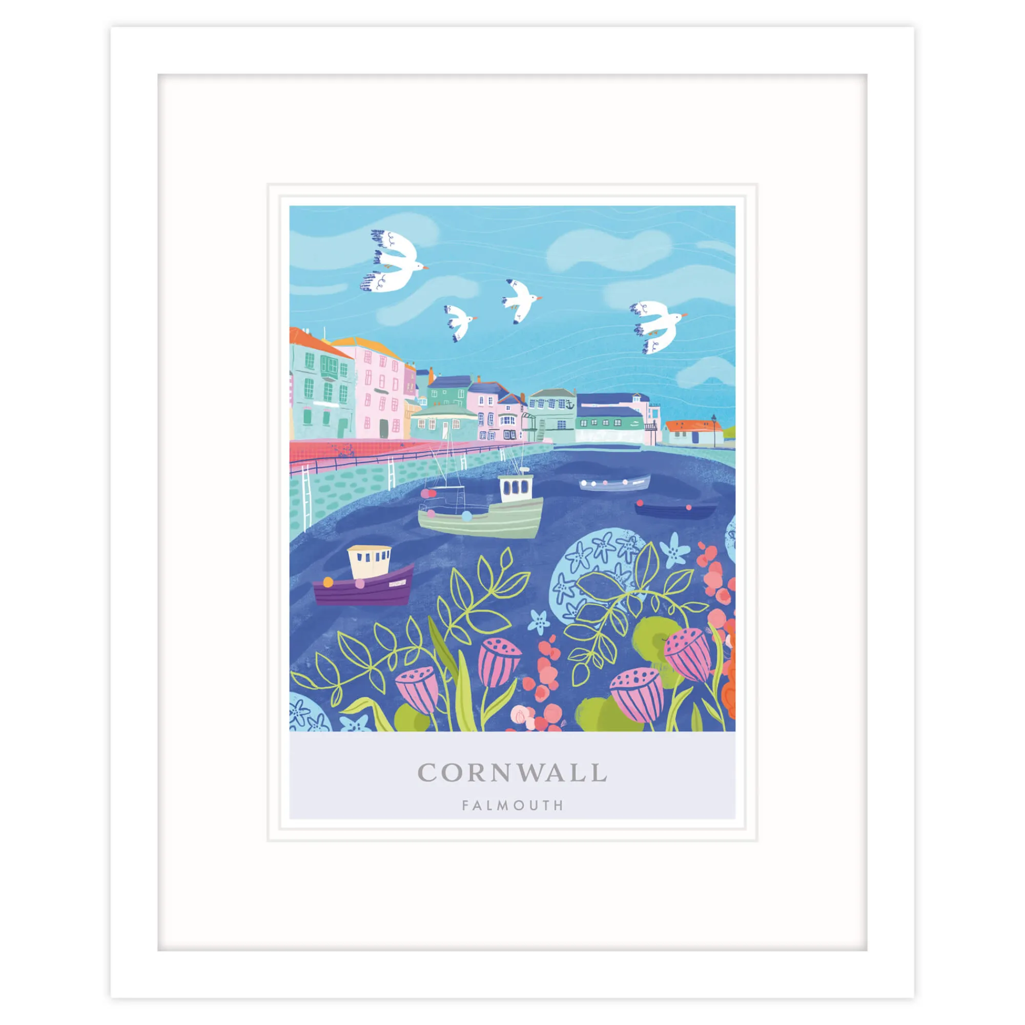 Falmouth|Cornwall*Whistlefish Falmouth Brights Small Framed Print