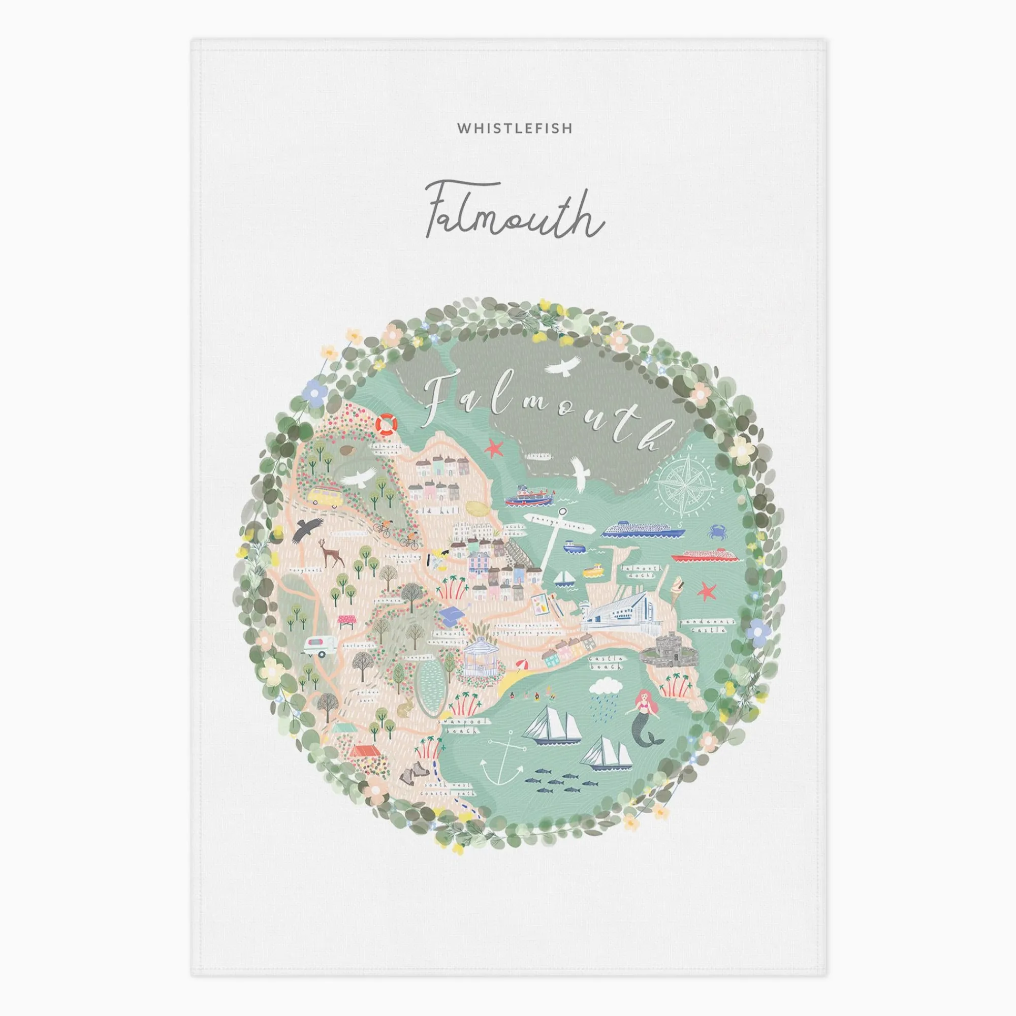 Under £20|Under £10*Whistlefish Falmouth Map Tea Towel