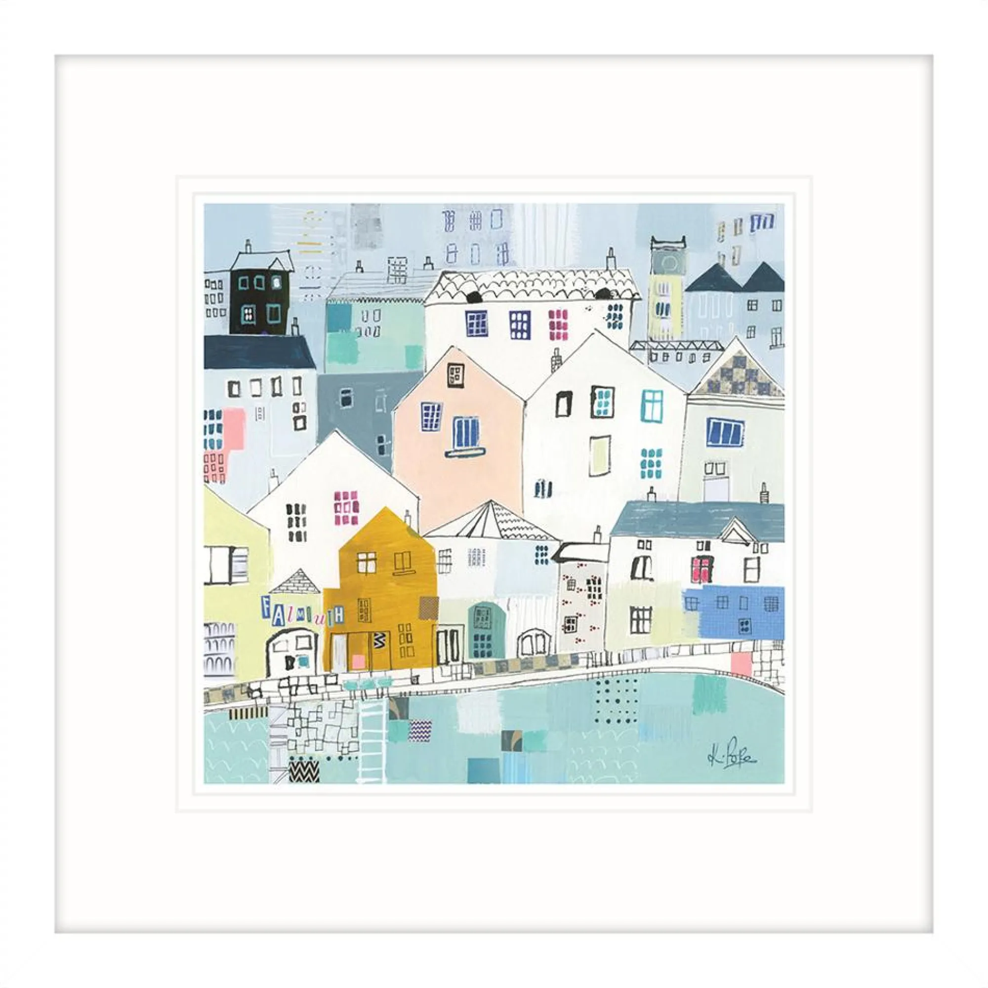 Falmouth|Cornwall*Whistlefish Falmouth Rooftops Framed Print