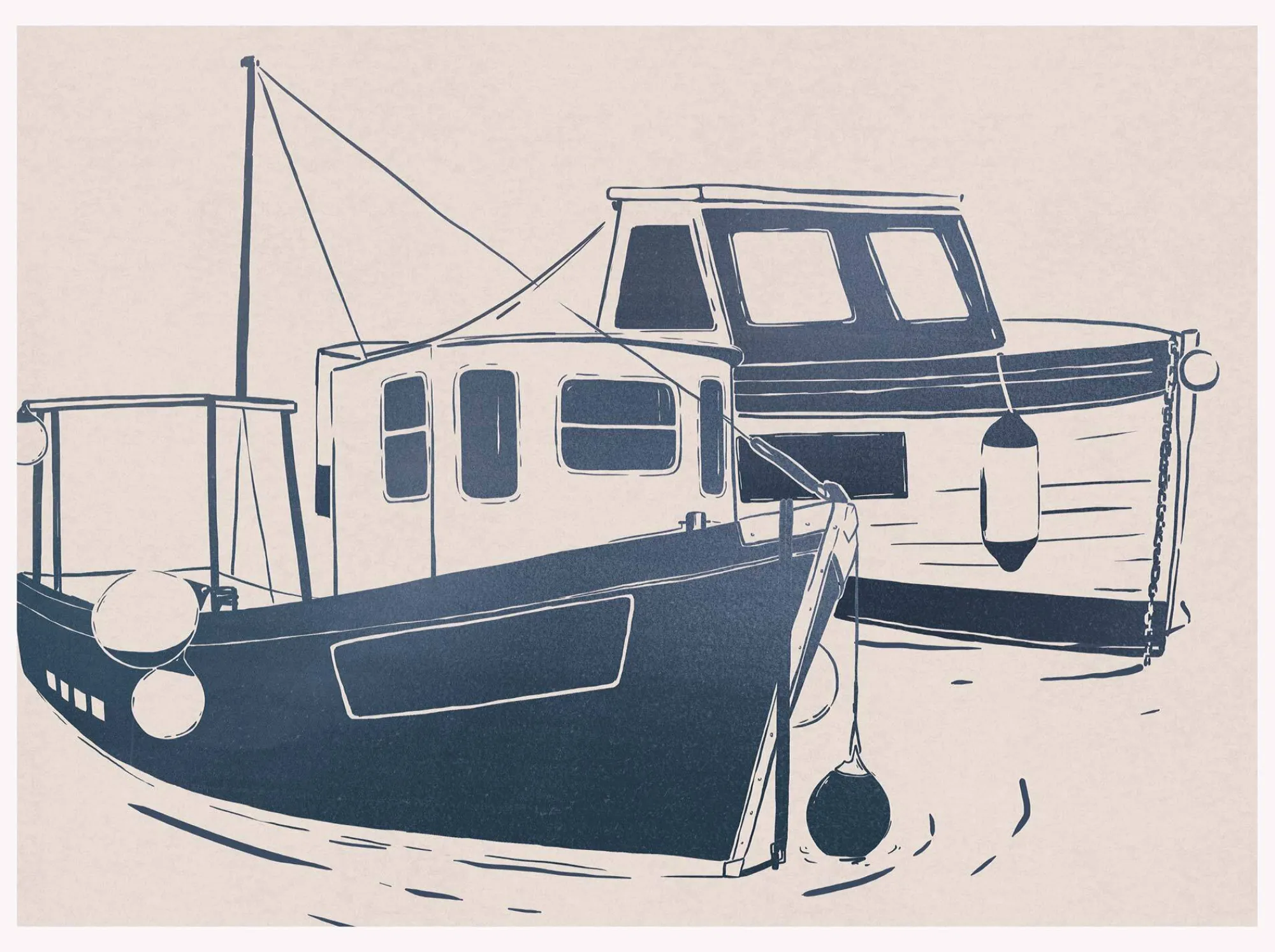 Coastal Scenes|Boat & Sailing*Whistlefish Fishing Boats Large Framed Print
