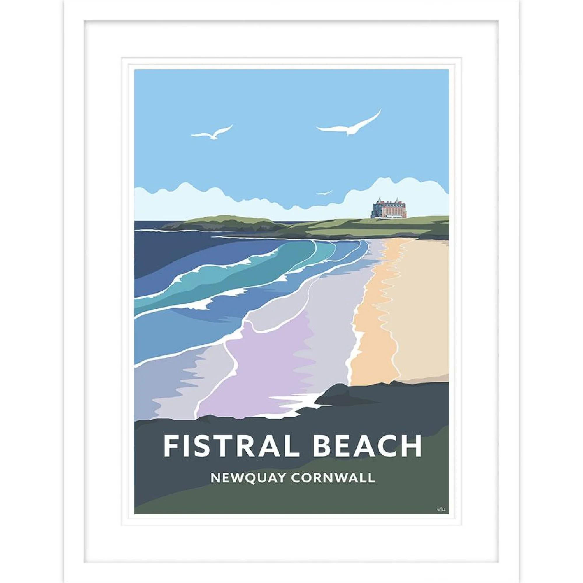 Newquay|Cornwall*Whistlefish Fistral Beach Newquay Small Framed Print