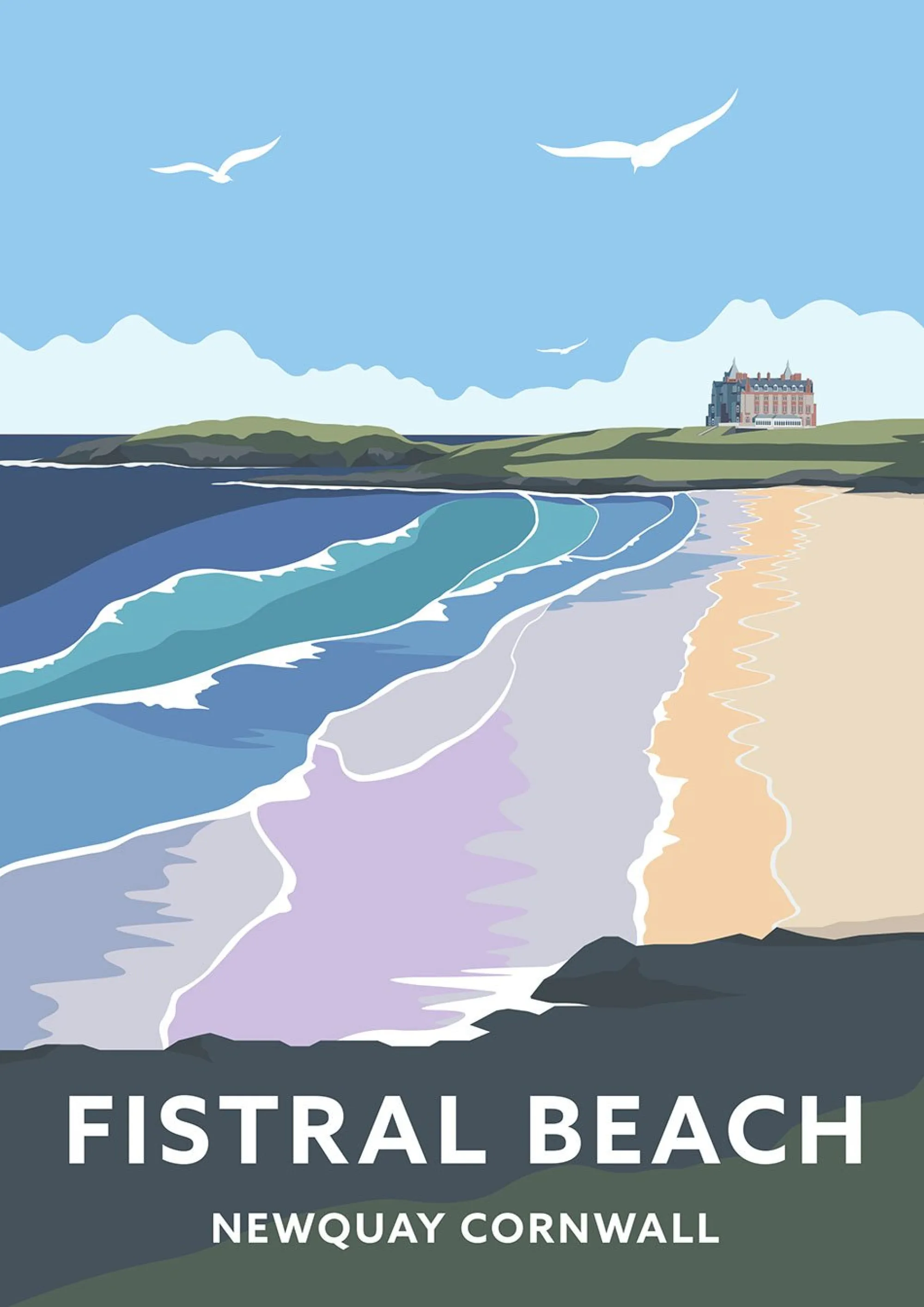 Unframed Prints*Whistlefish Fistral Beach Newquay Travel Art Print