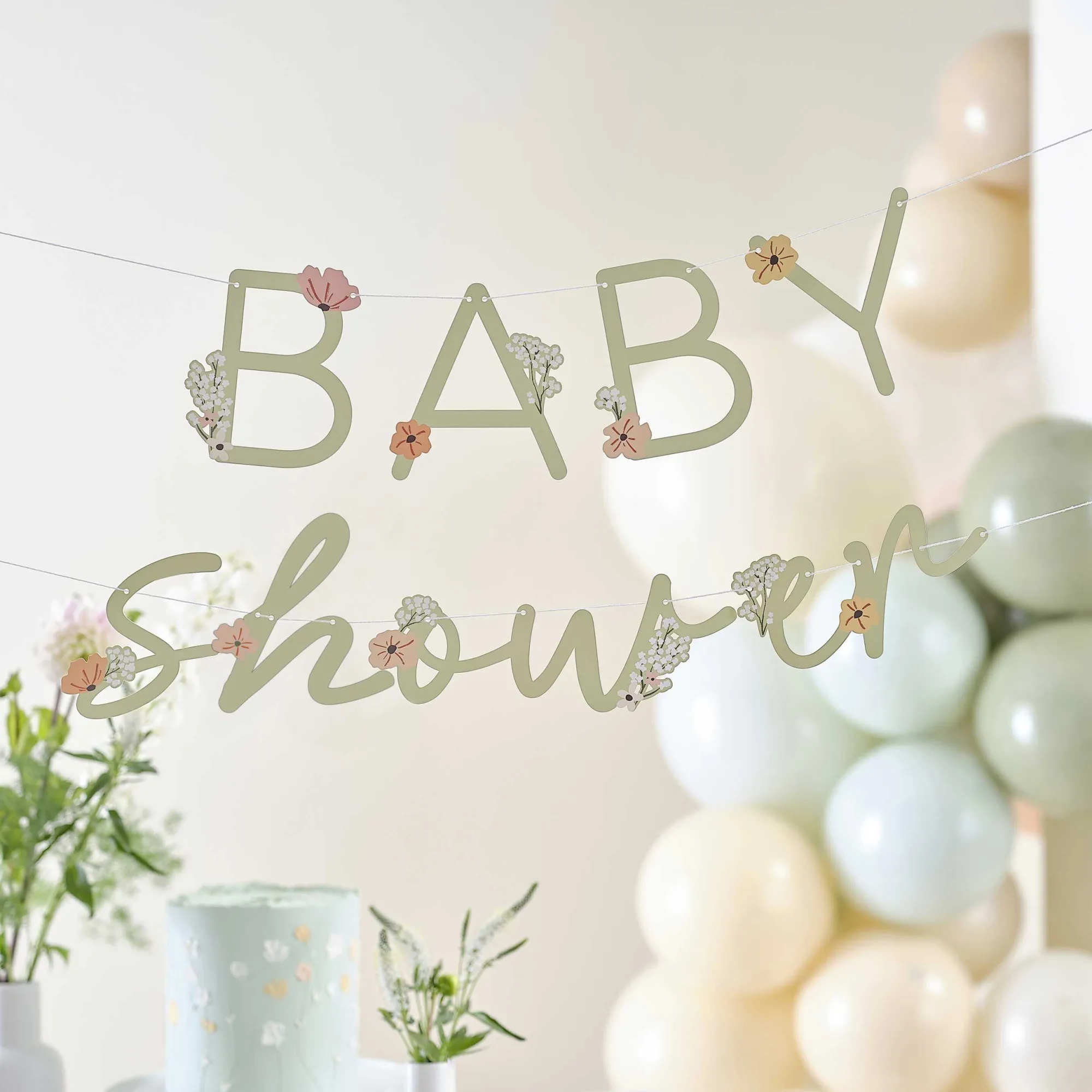 Decorations|Bunting & Garlands*Whistlefish Floral Baby Shower Bunting