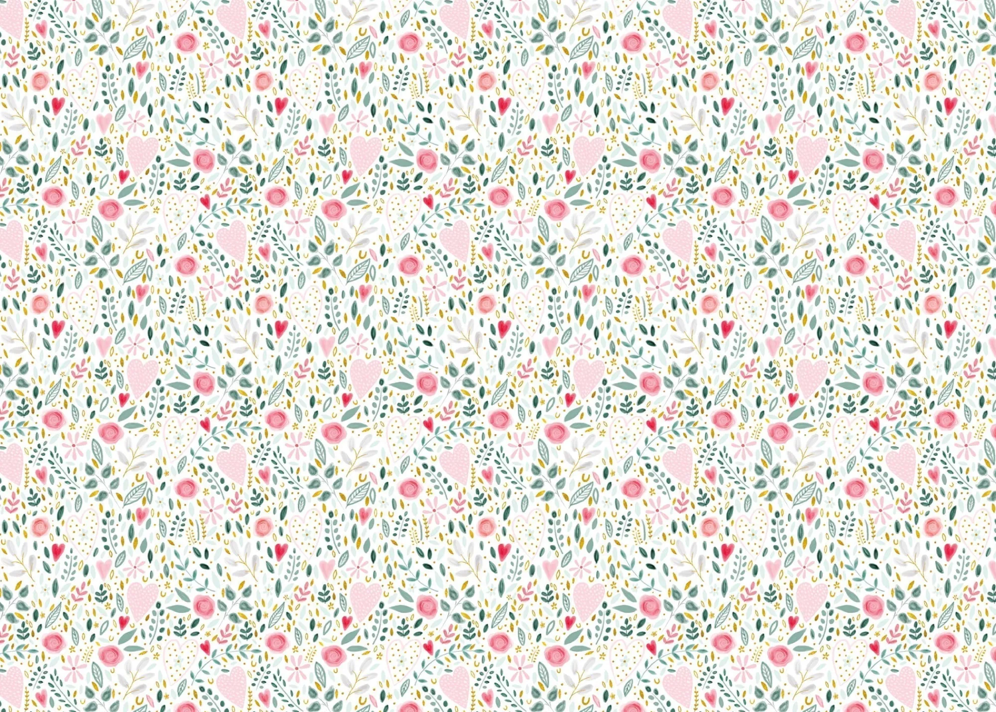 Gift Wrap|Birthday*Whistlefish Floral Hearts Wrapping Paper