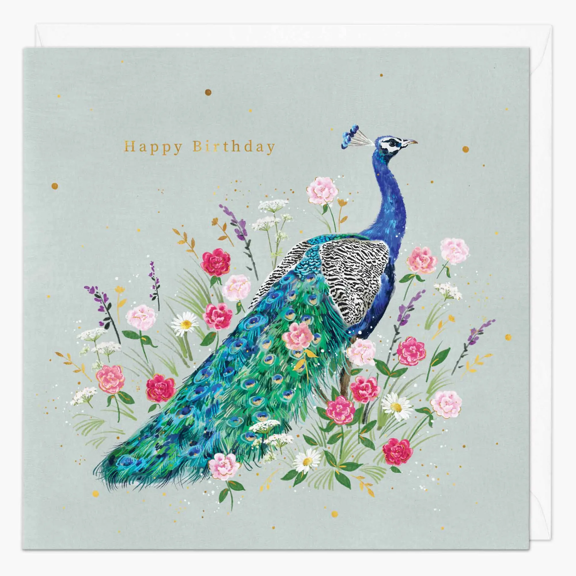 Birthday|For Her*Whistlefish Floral Peacock Birthday Card