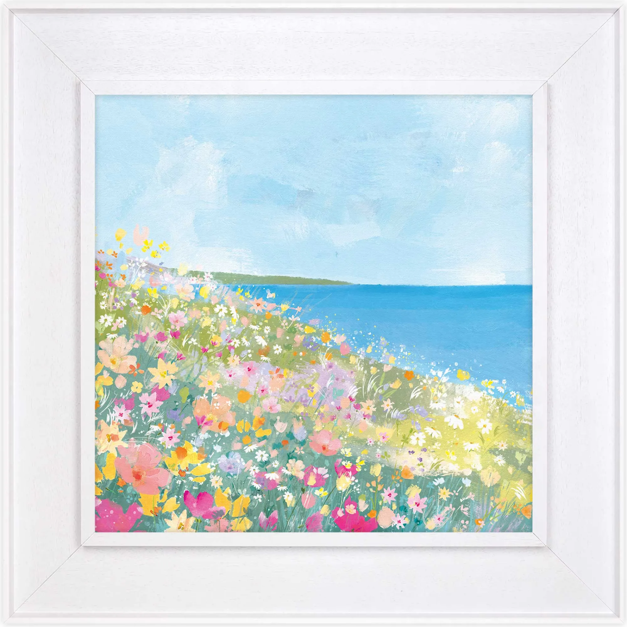 Floral & Flowers|Coastal Scenes*Whistlefish Flower Fields Headland Framed Canvas