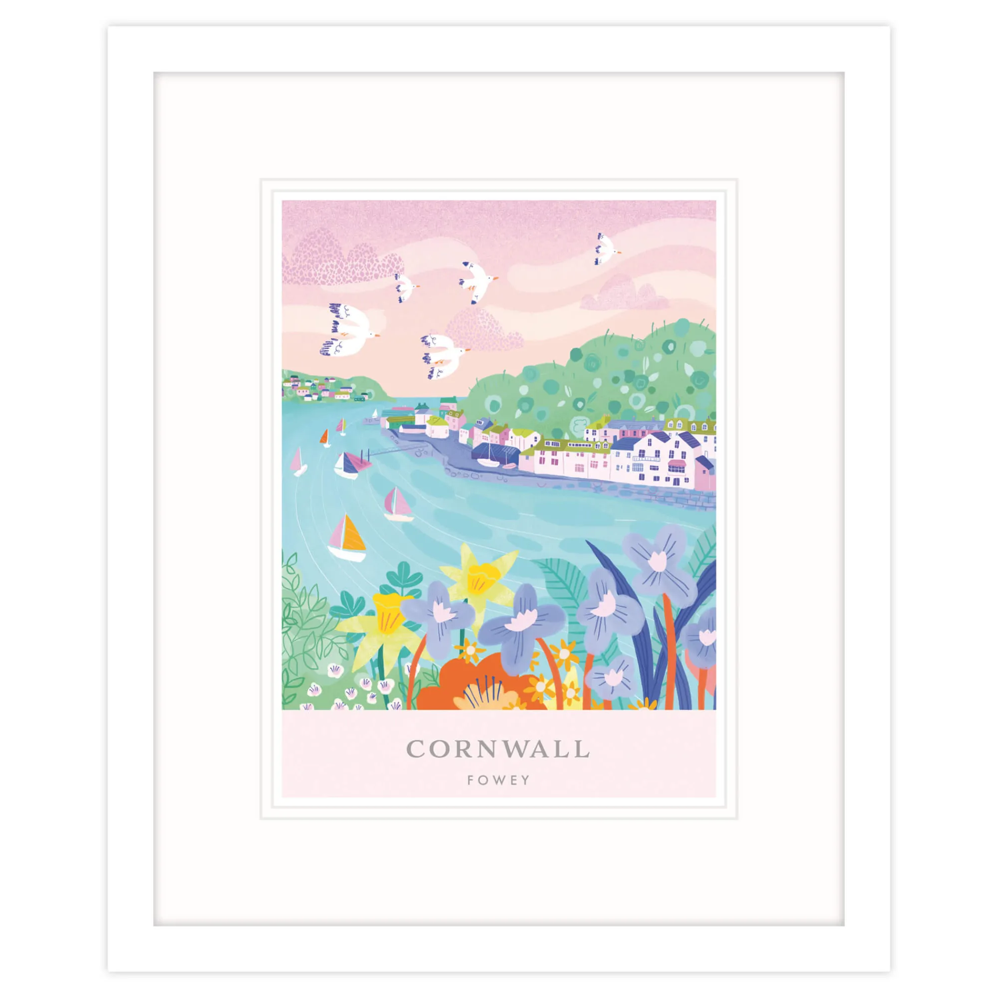 Fowey|Cornwall*Whistlefish Fowey Brights Small Framed Print