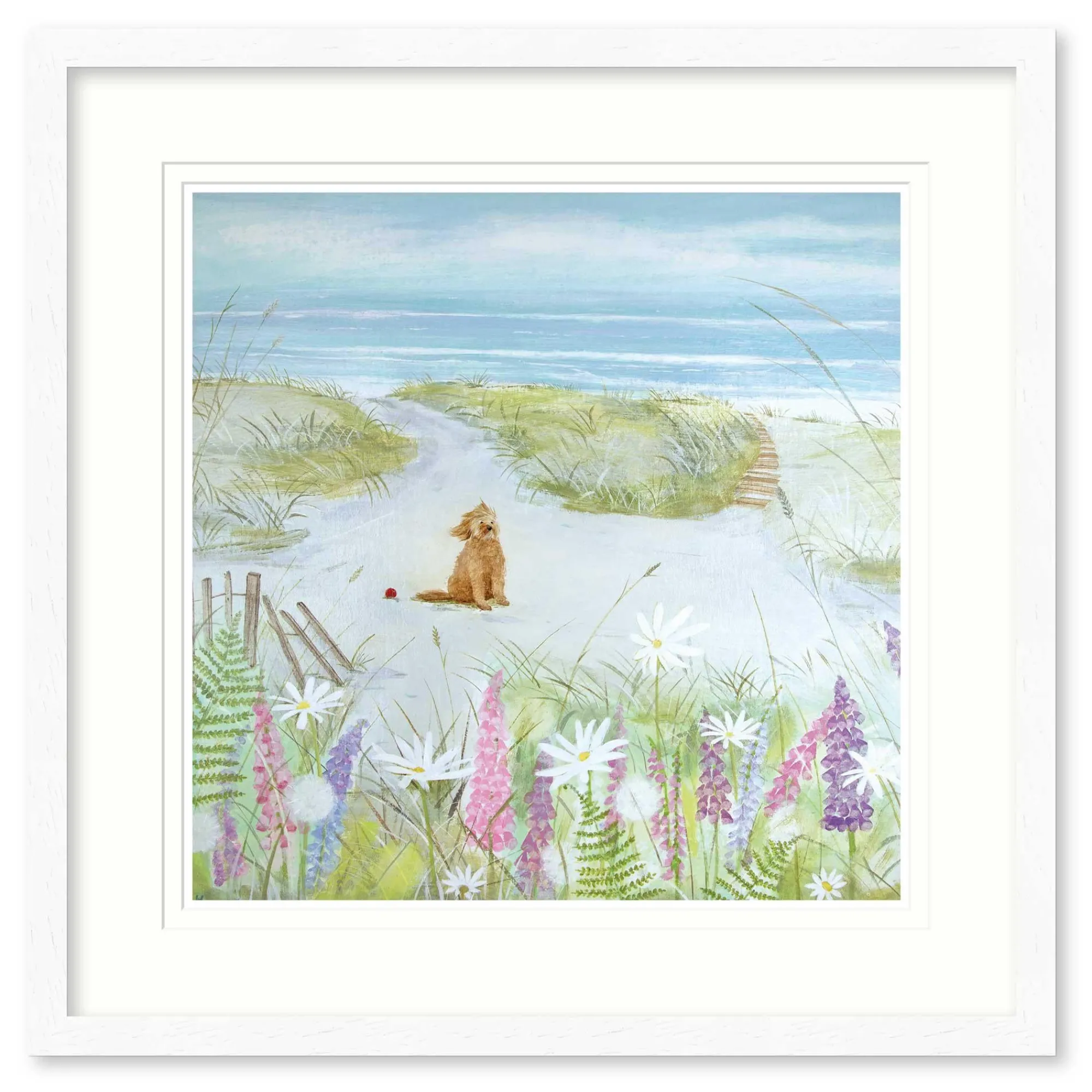 Floral & Flowers|Coastal Scenes*Whistlefish Foxgloves & Daisies Framed Print
